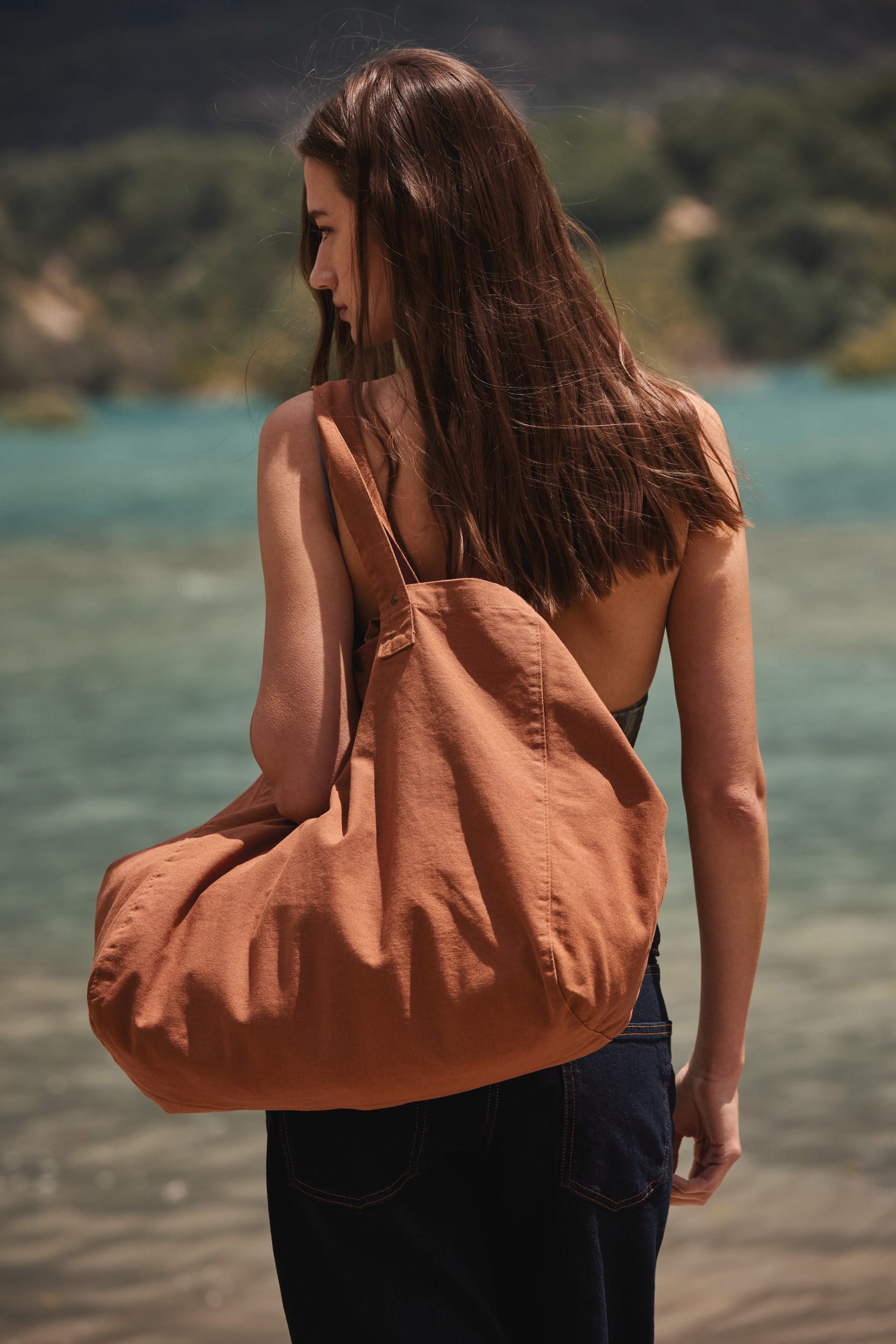 Saco de compras em algodão com aspecto lavado