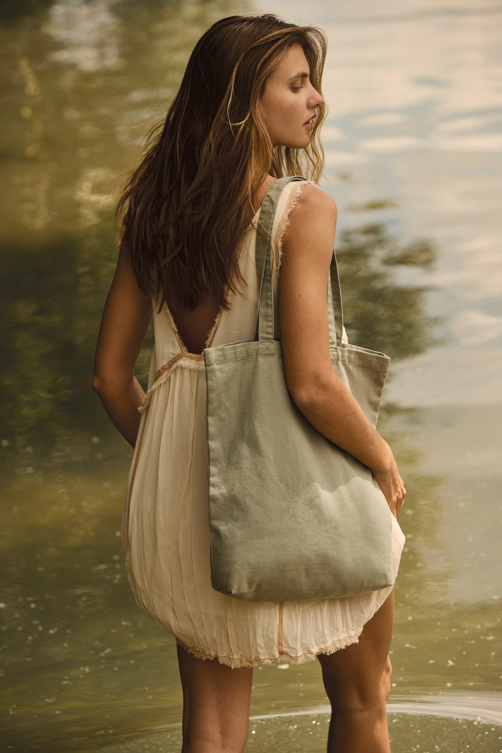 Saco de compras em algodão com aspecto lavado