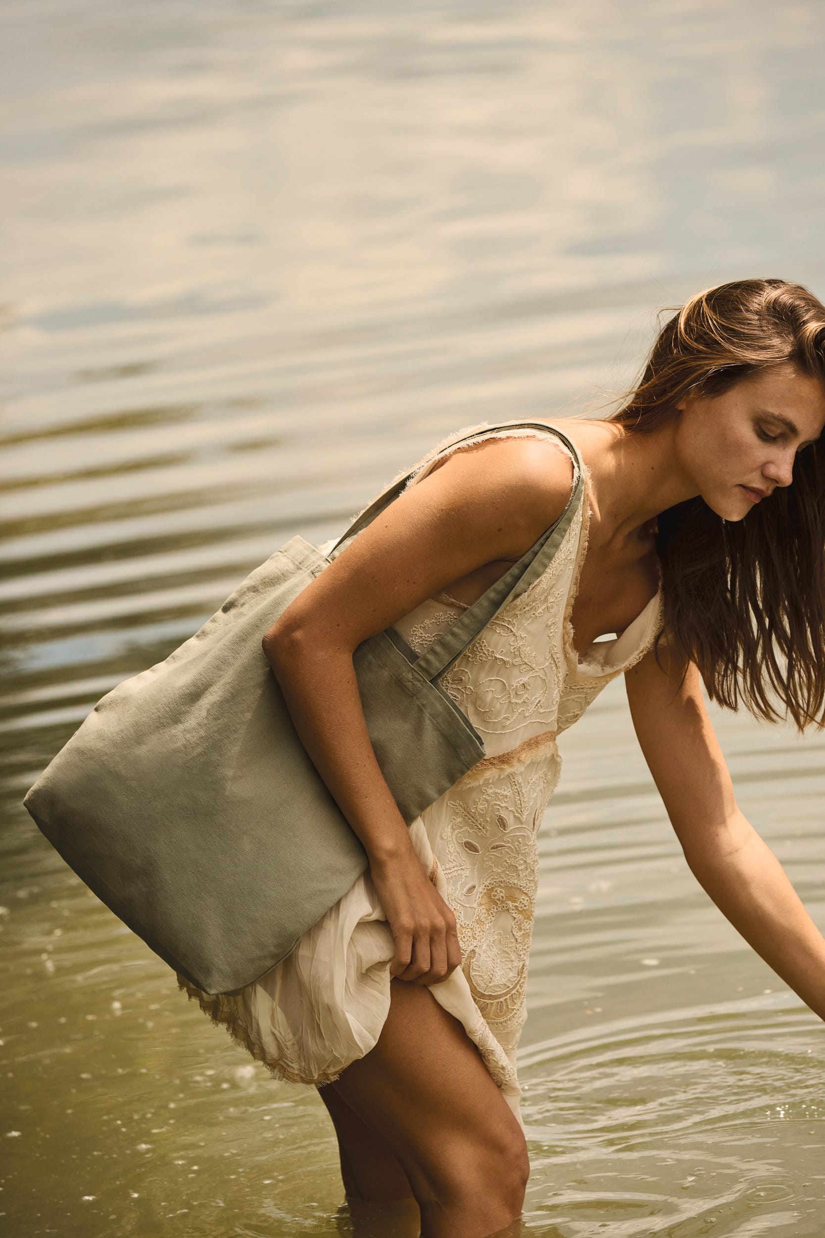 Saco de compras em algodão com aspecto lavado