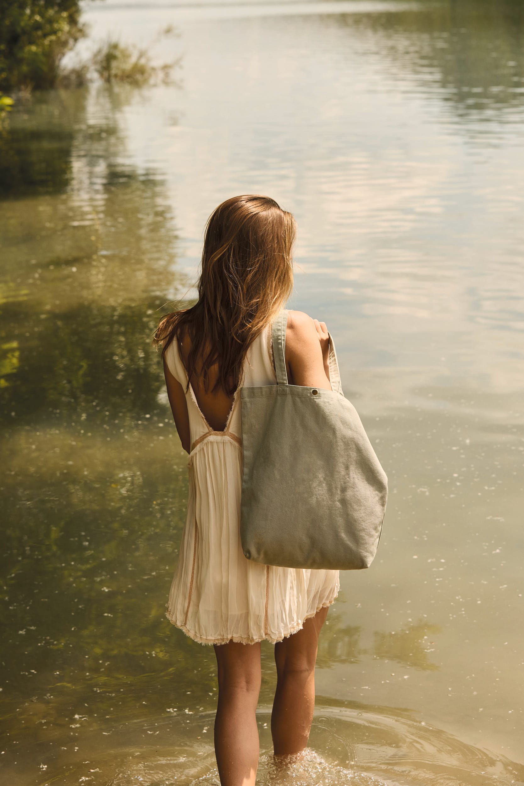 Saco de compras em algodão com aspecto lavado