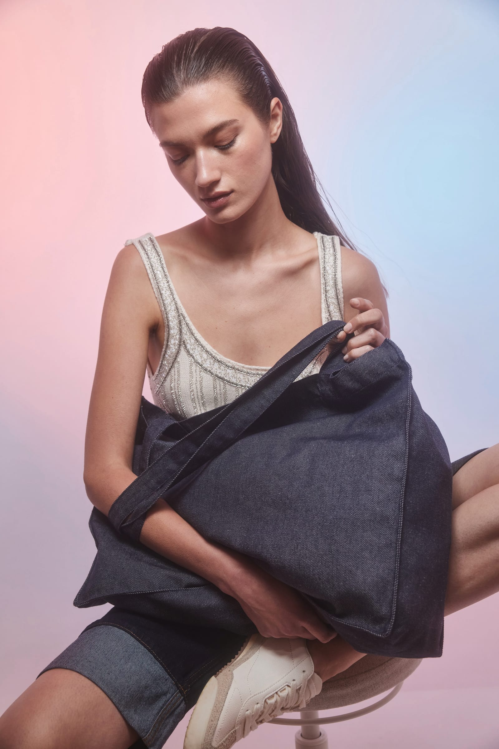 Grote shopper van denim