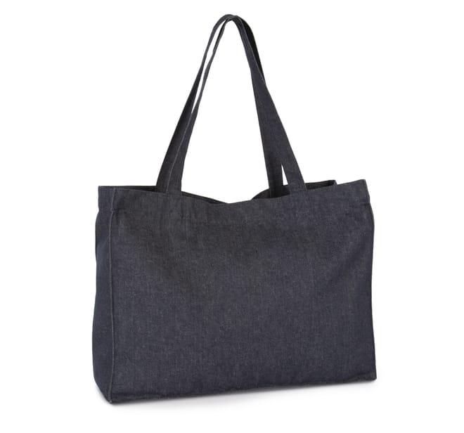 Recycled cotton denim look large shopper