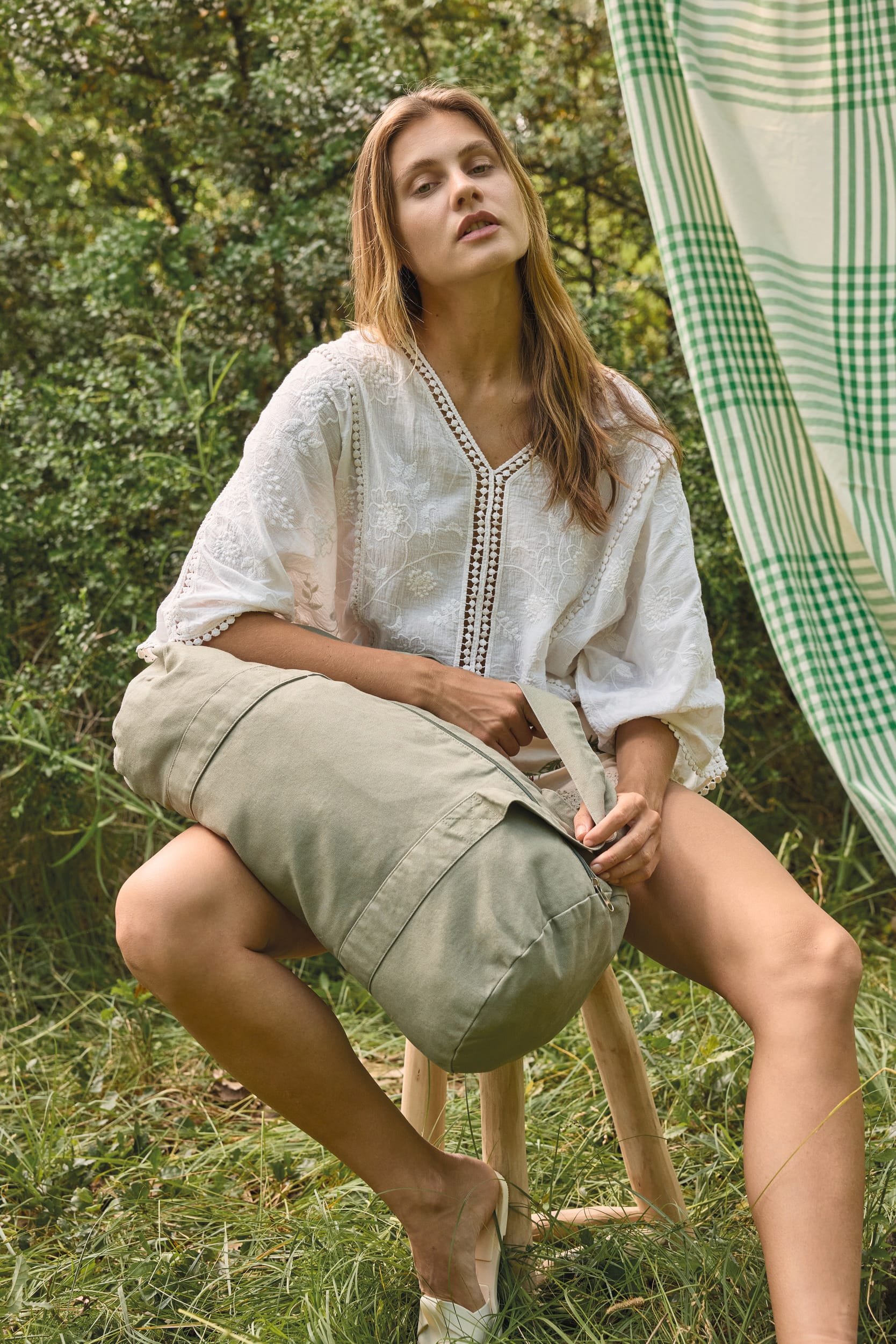 Saco cilíndrico em algodão biológico