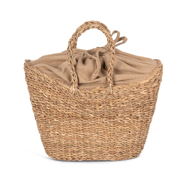 Eco-friendly half-moon seagrass basket bag