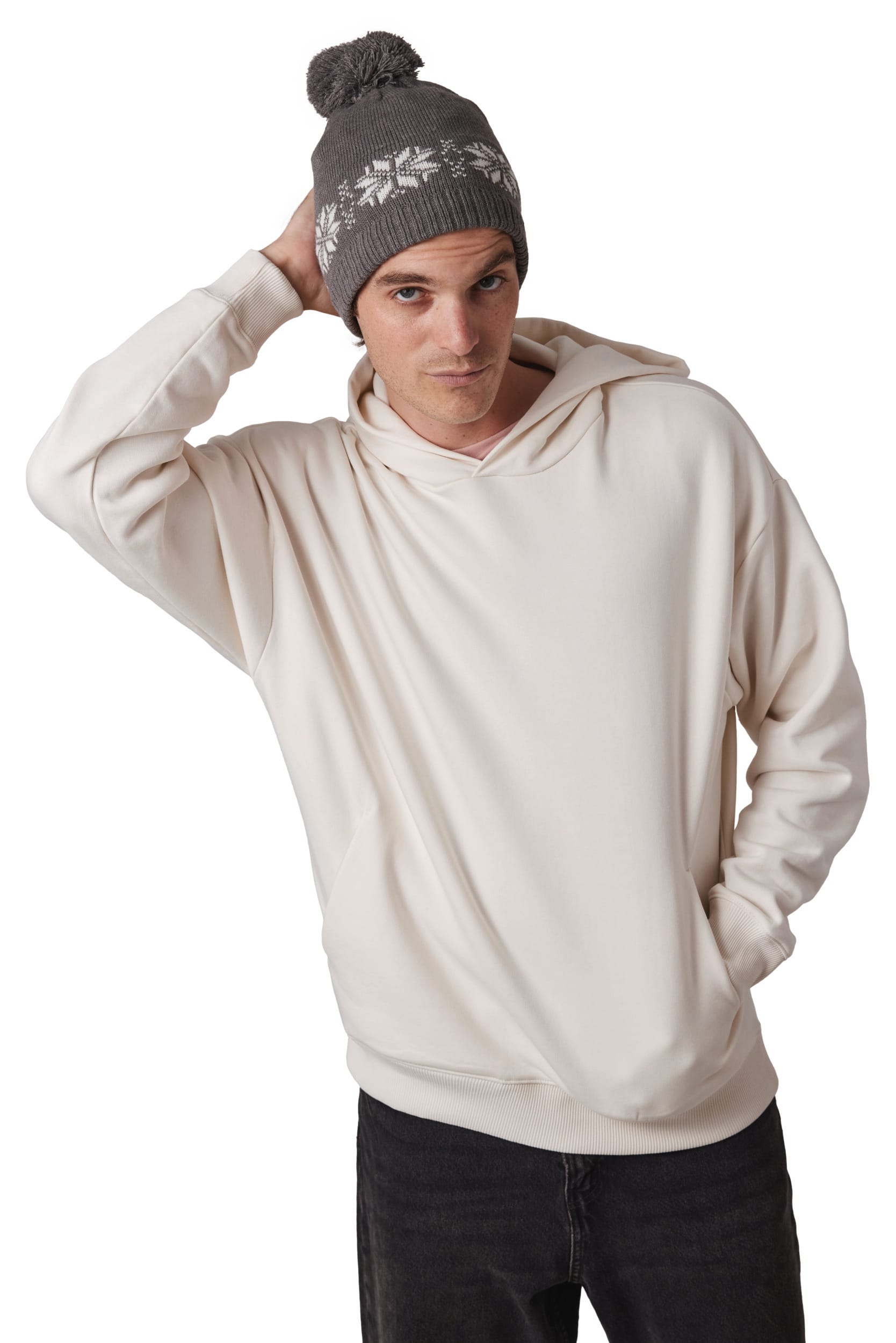 Gorro de Natal tricotado com padrão de estrelas