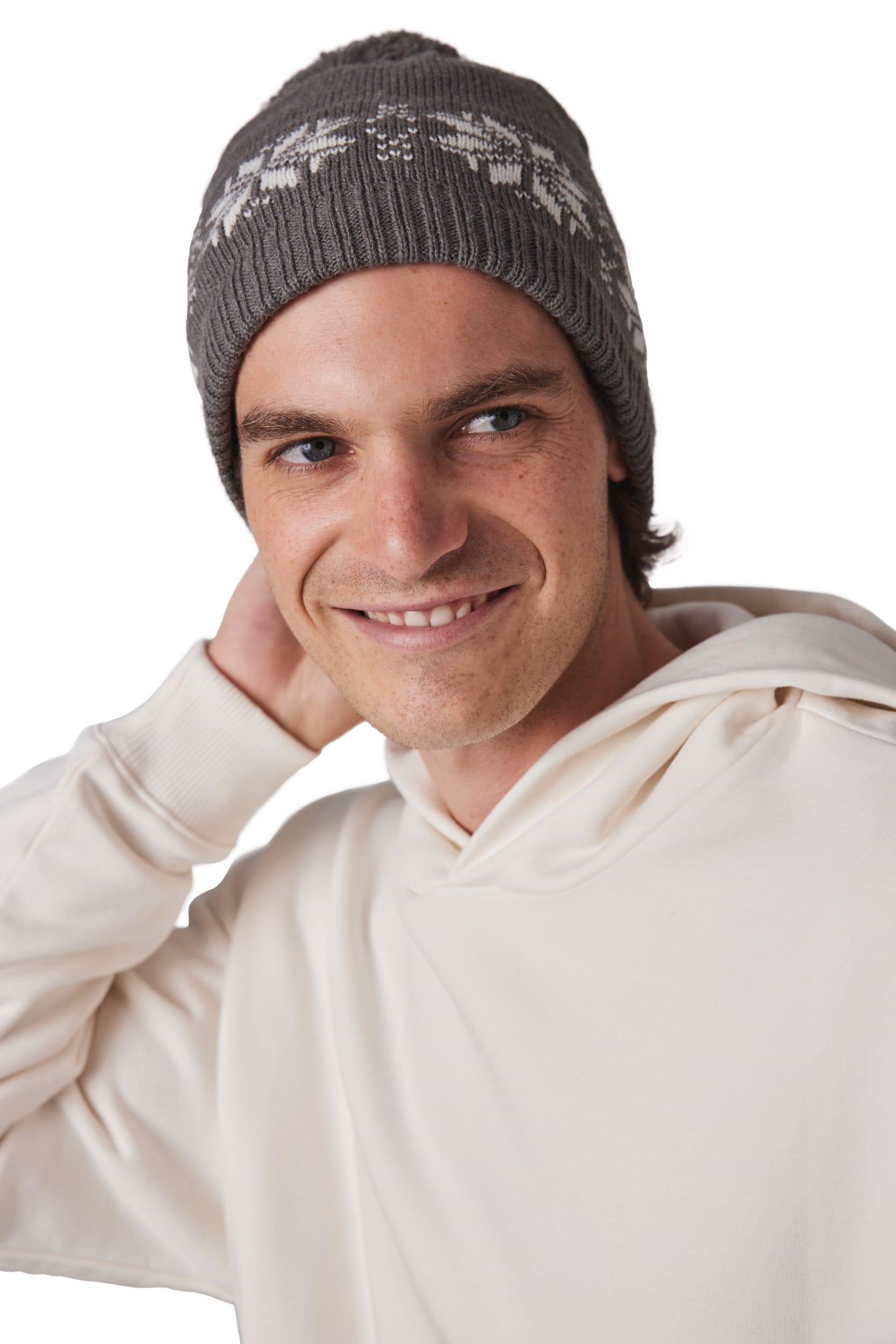 Gorro de Natal tricotado com padrão de estrelas