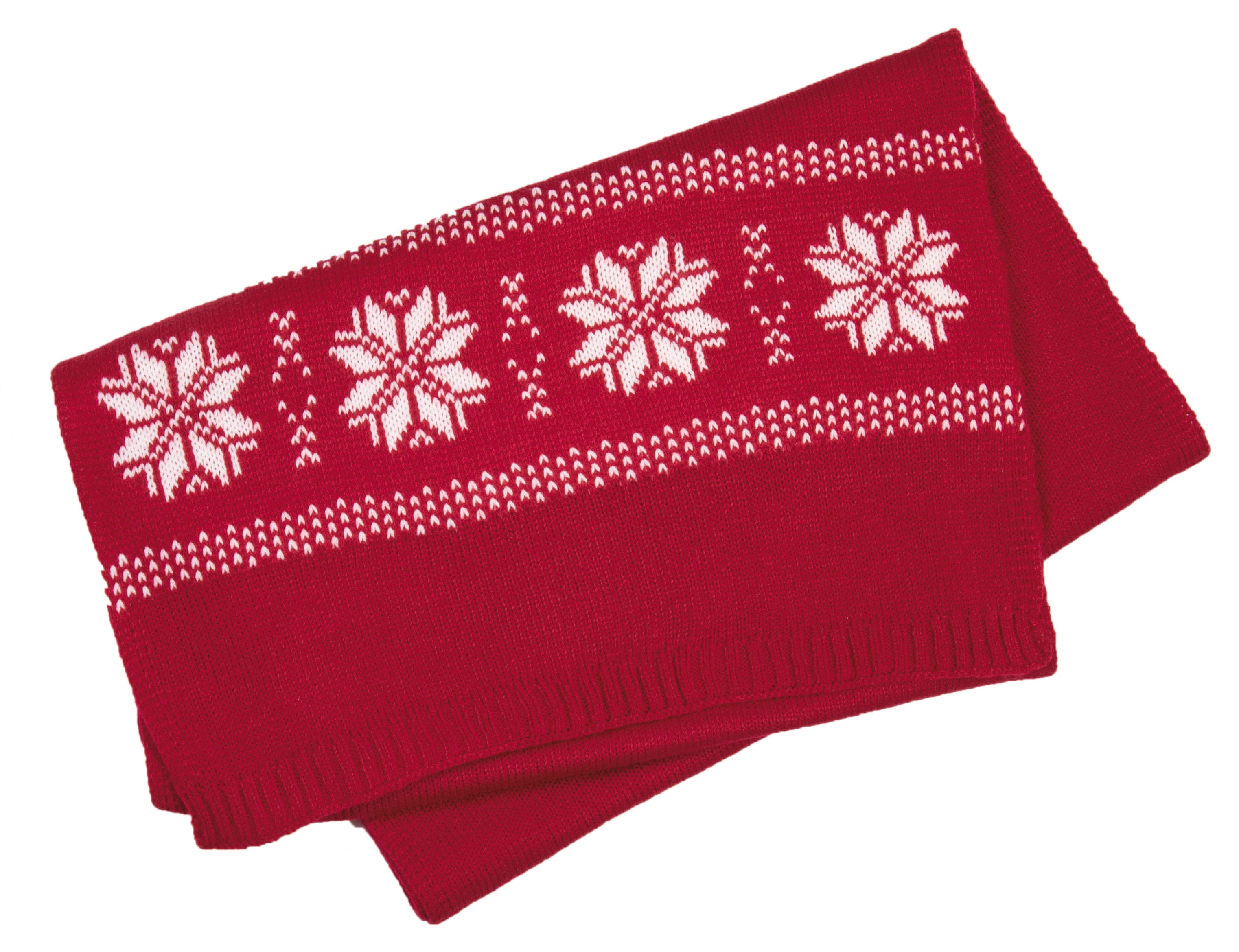 Cachecol de Natal tricotado com padrão de estrelas