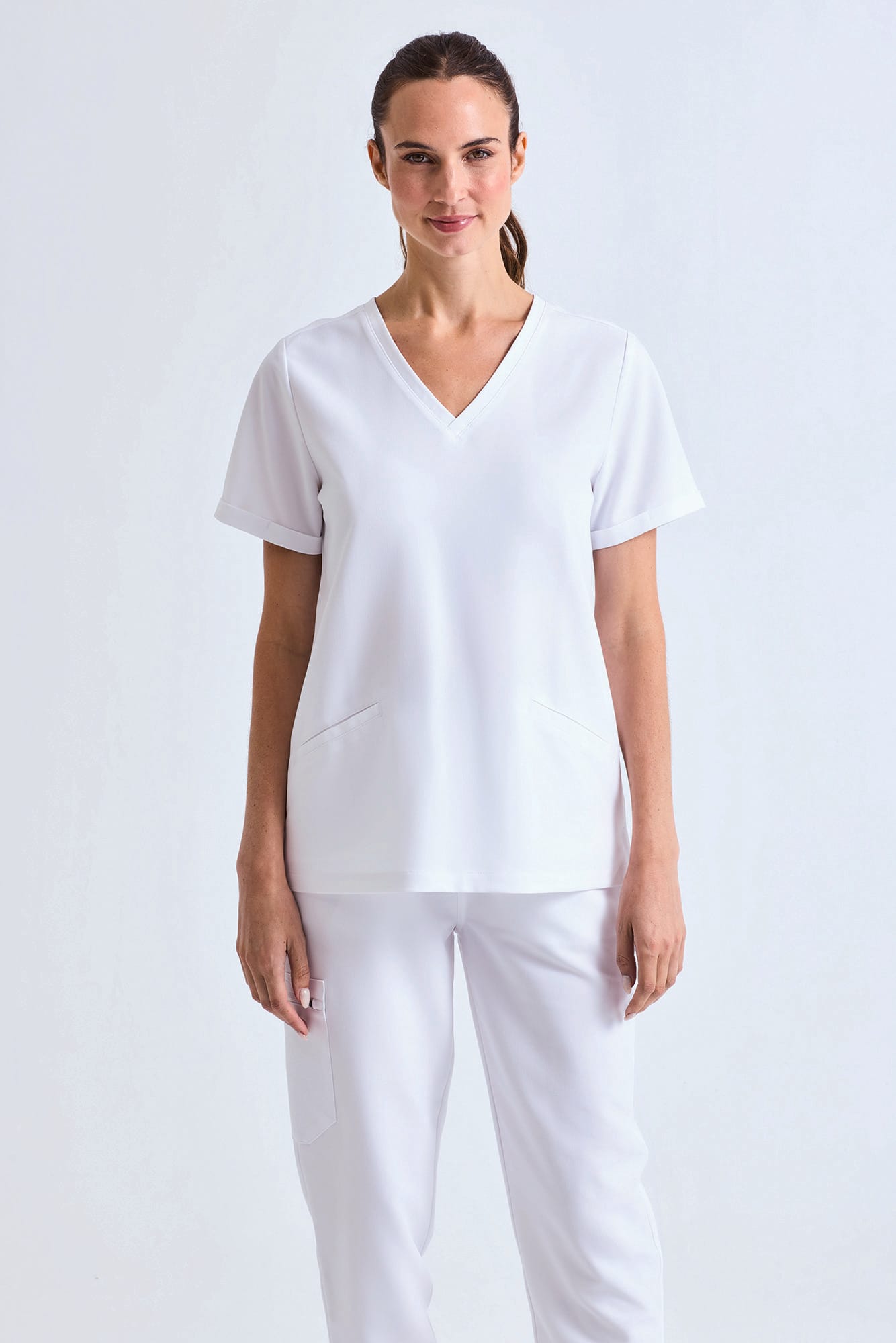 Túnica stretch manga curta de senhora