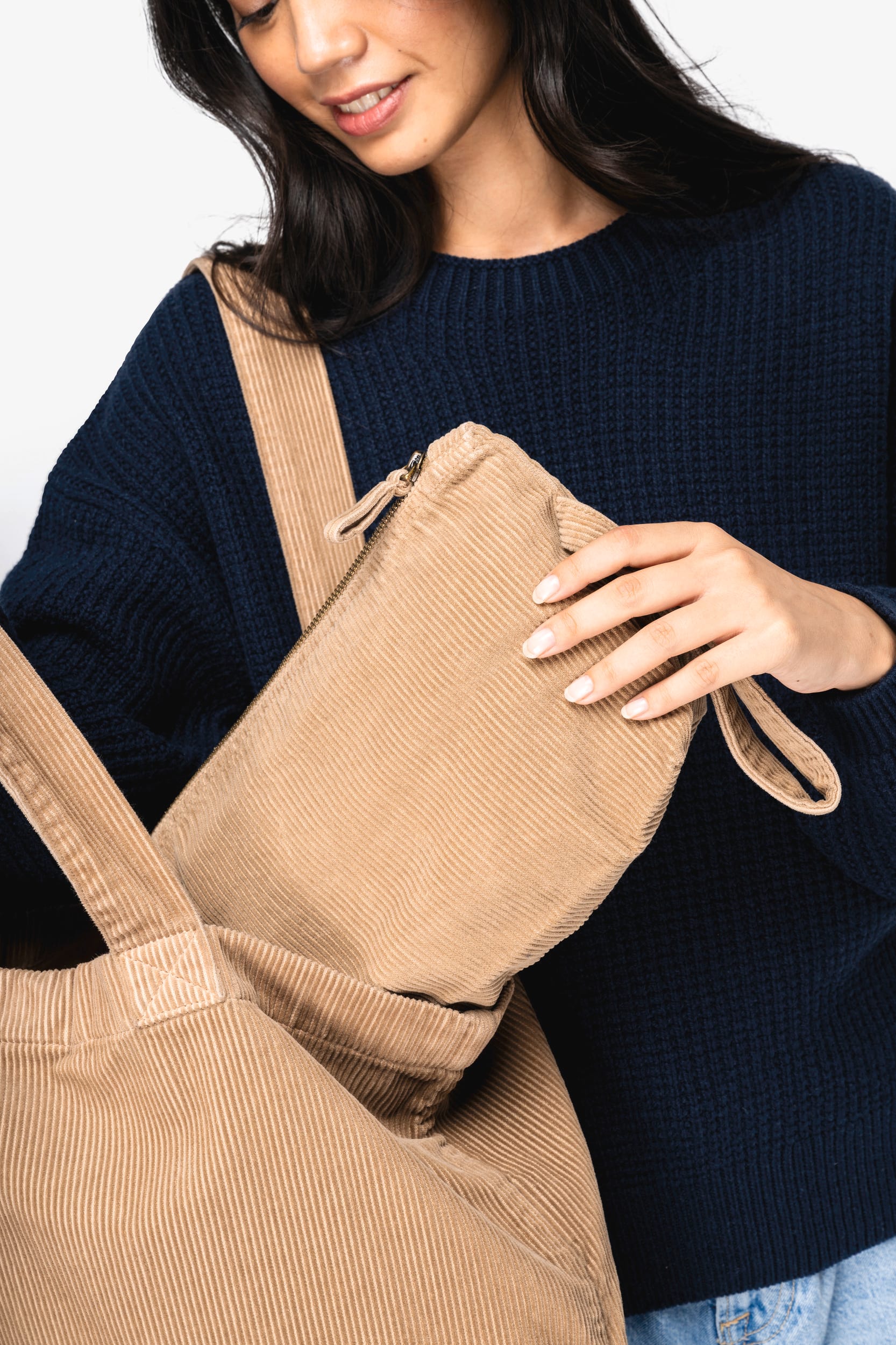 Nécessaire eco-responsável em bombazine canelado com aspecto lavado