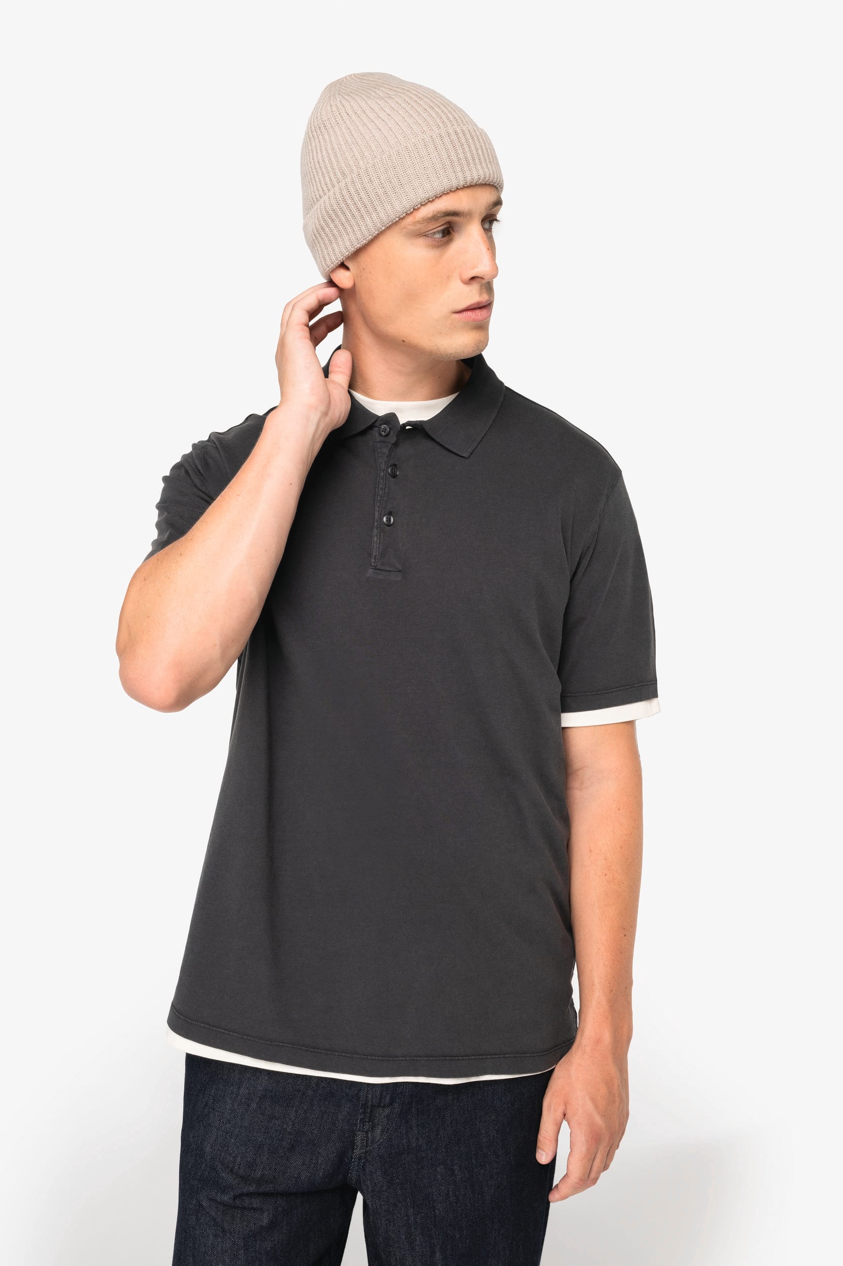Polo écoresponsable délavé en jersey homme - Image 3