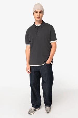 Ecologische verwassen herenpolo van jersey