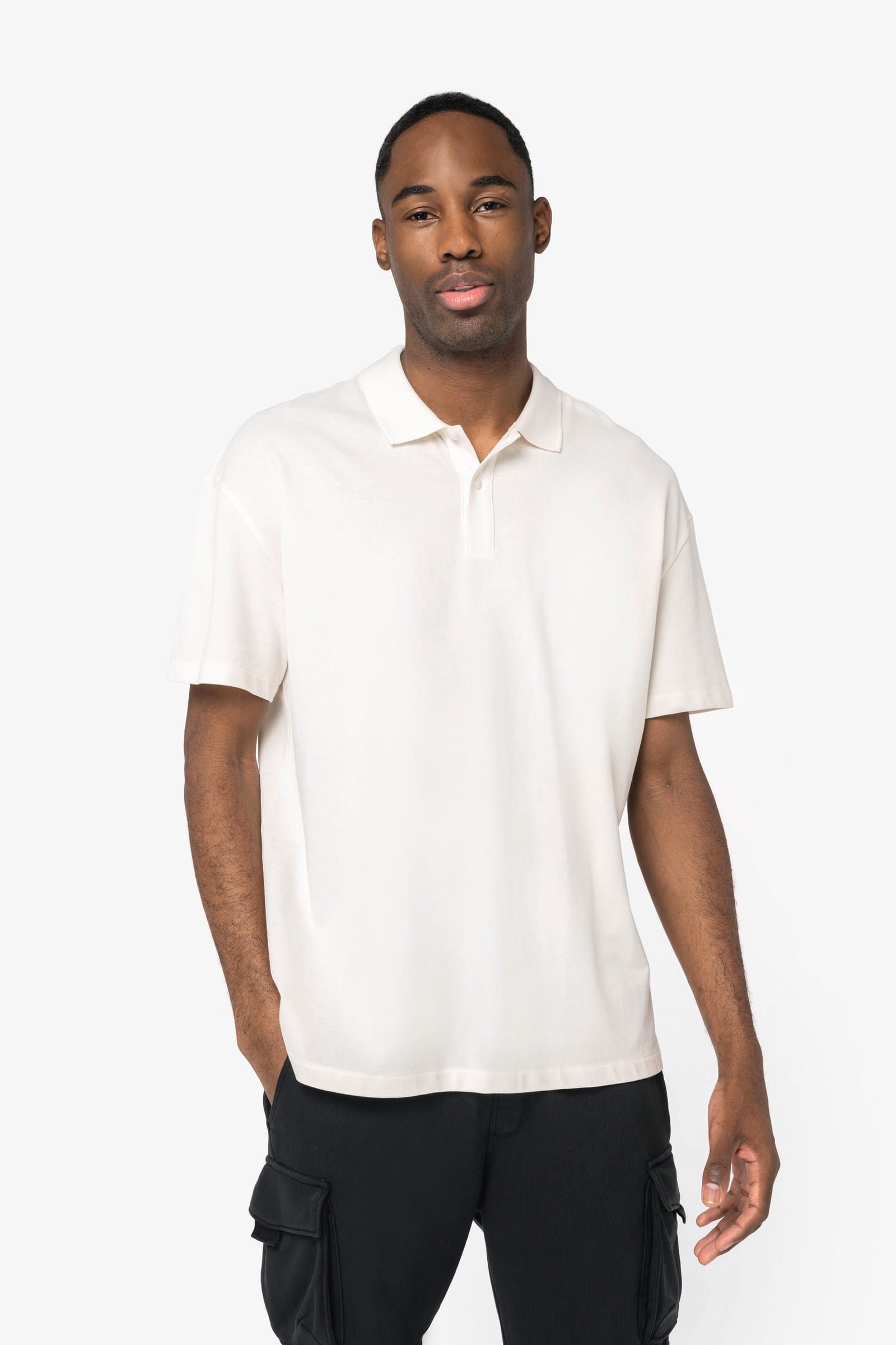 Ecologische herenpolo van piquétricot met afhangende schouders