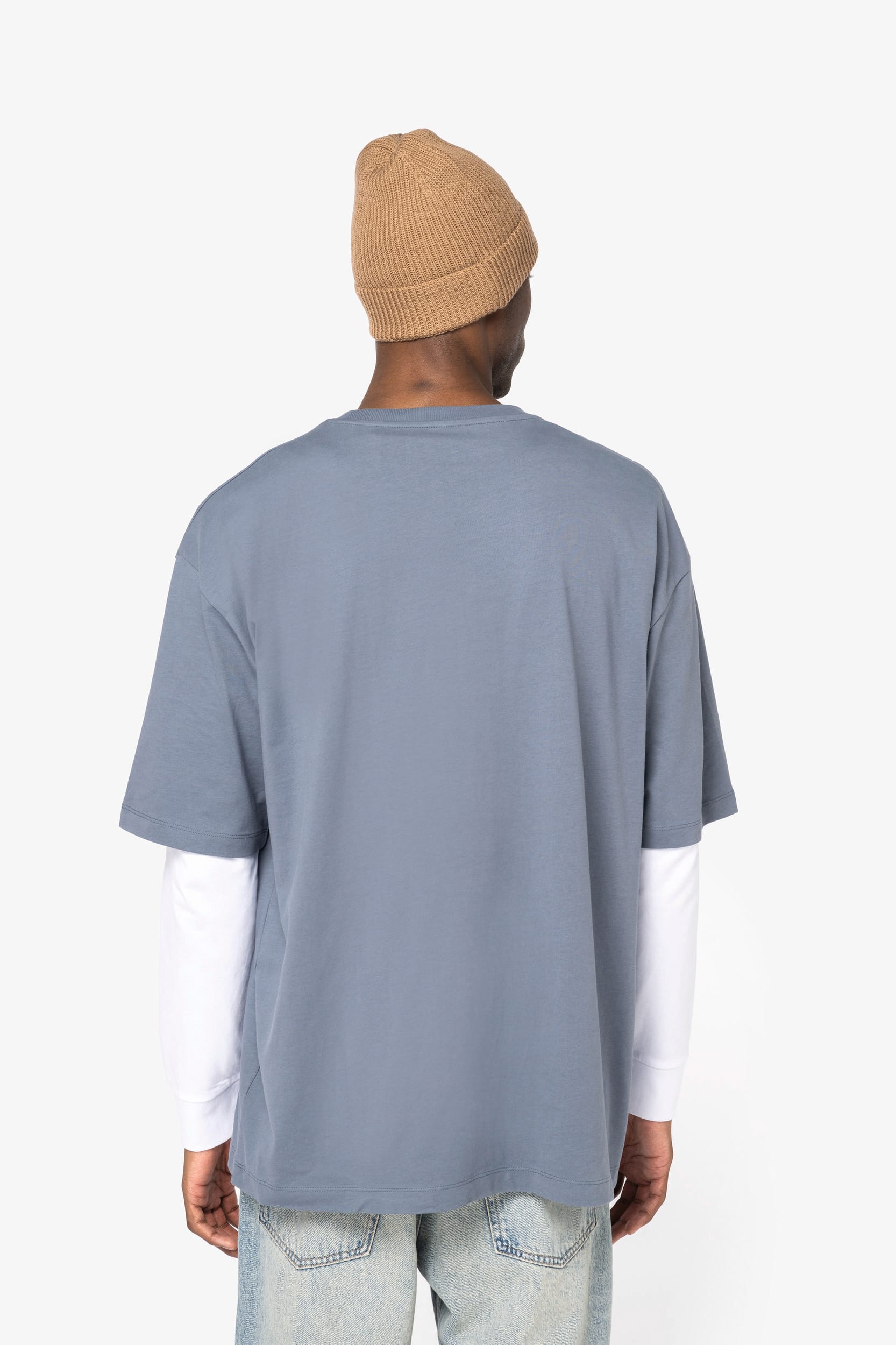 T-shirt mangas descaídas de homem