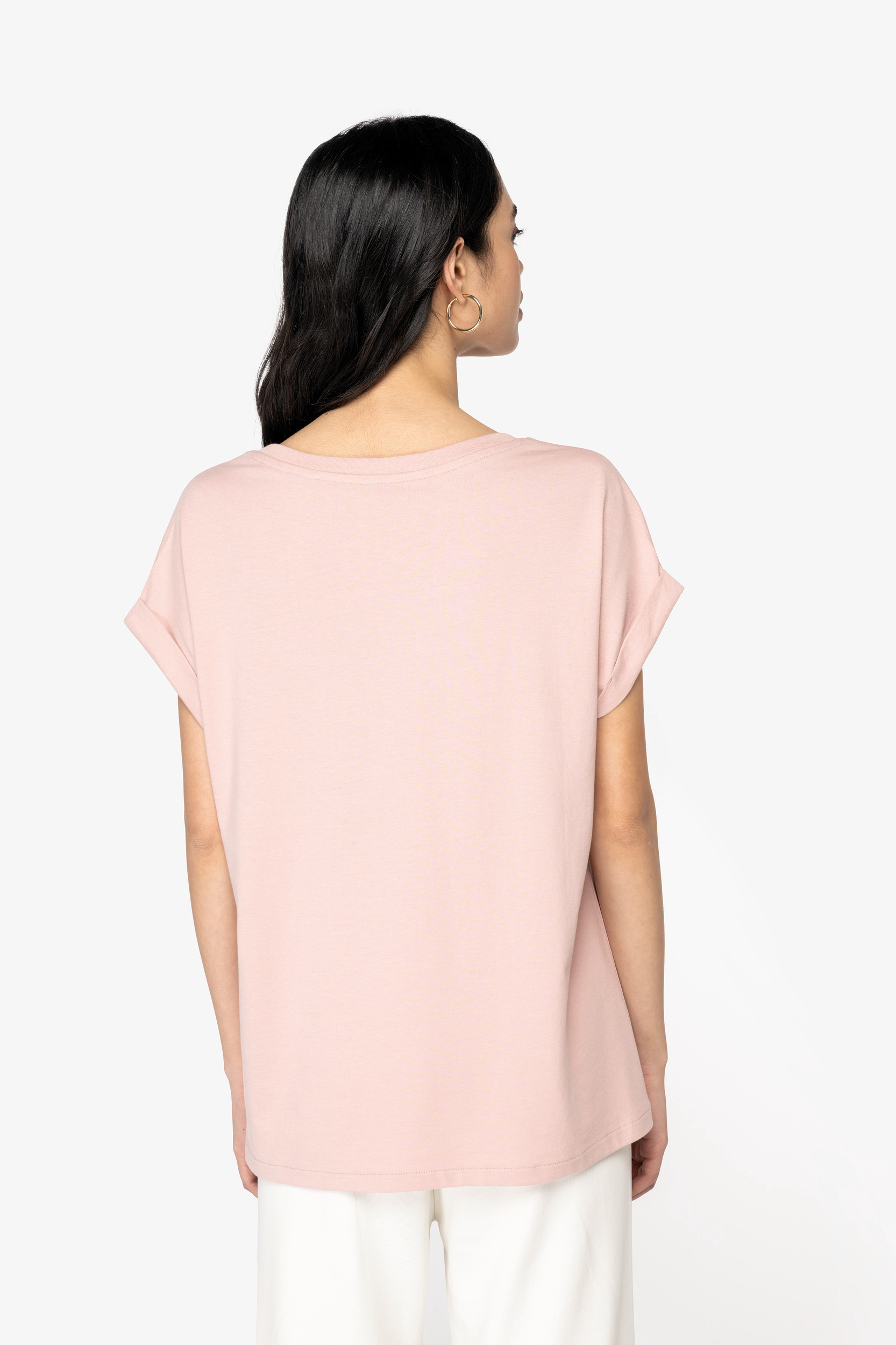 Ecologisch dames t-shirt met mouwen met omslag