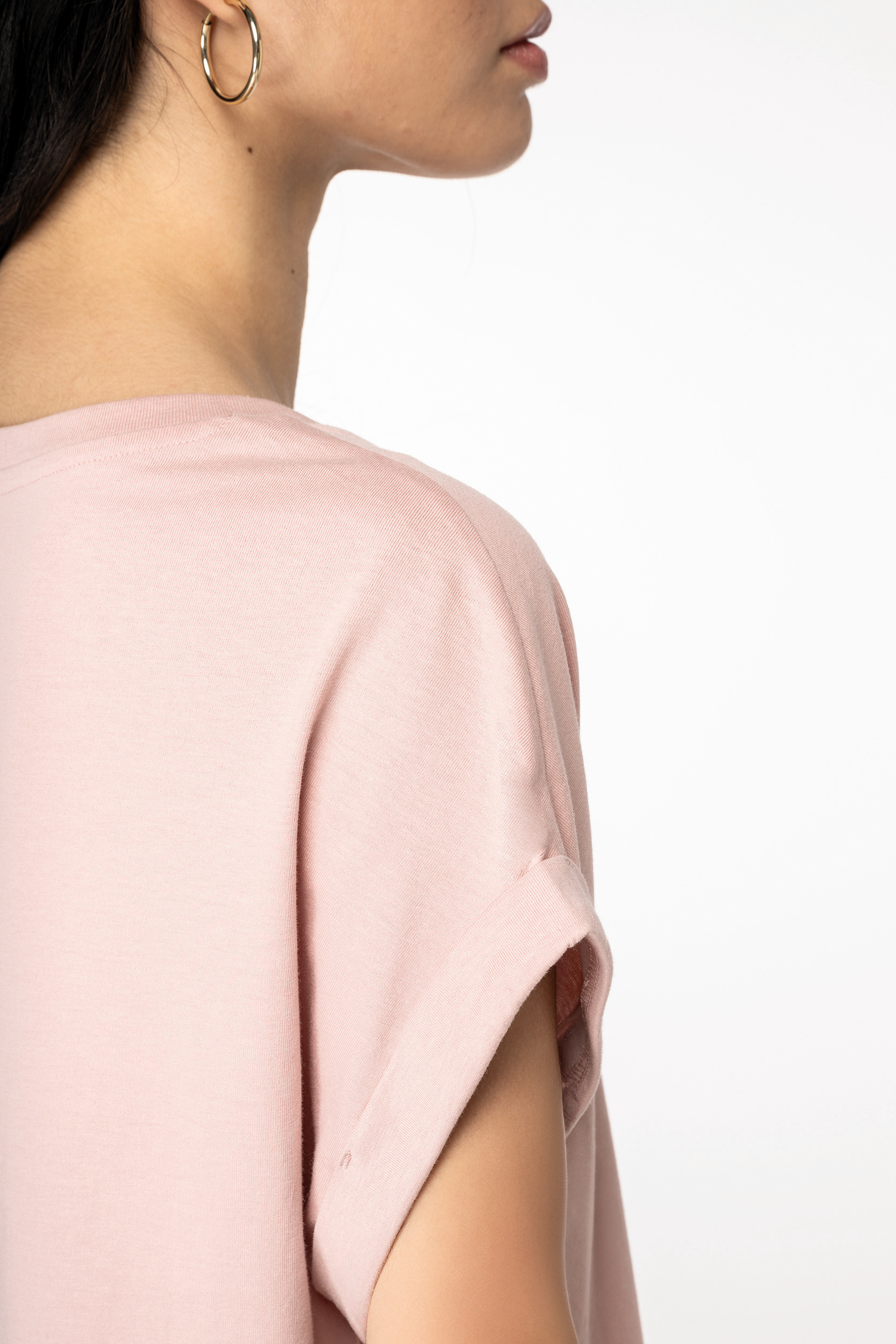 Ecologisch dames t-shirt met mouwen met omslag