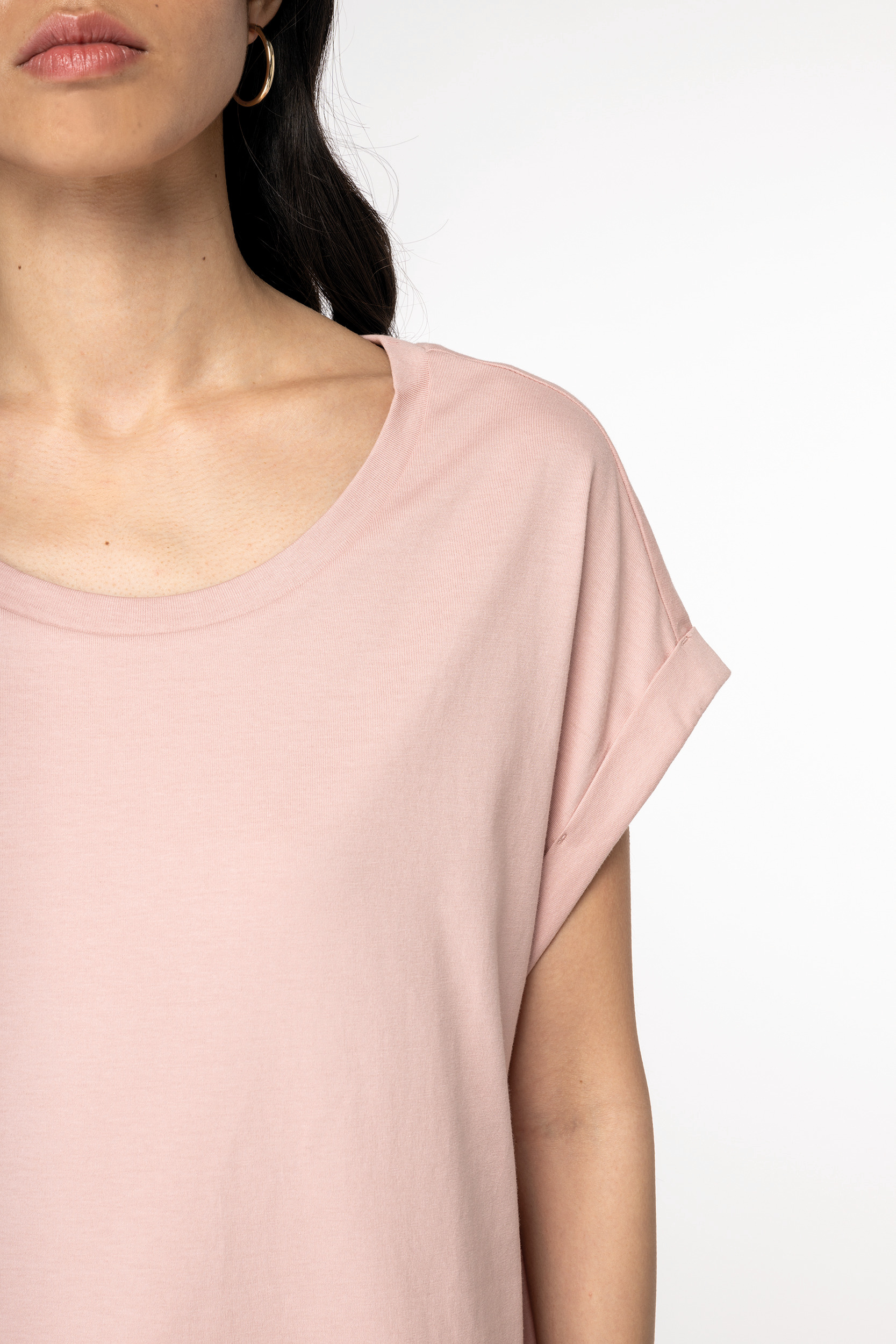 Ecologisch dames t-shirt met mouwen met omslag