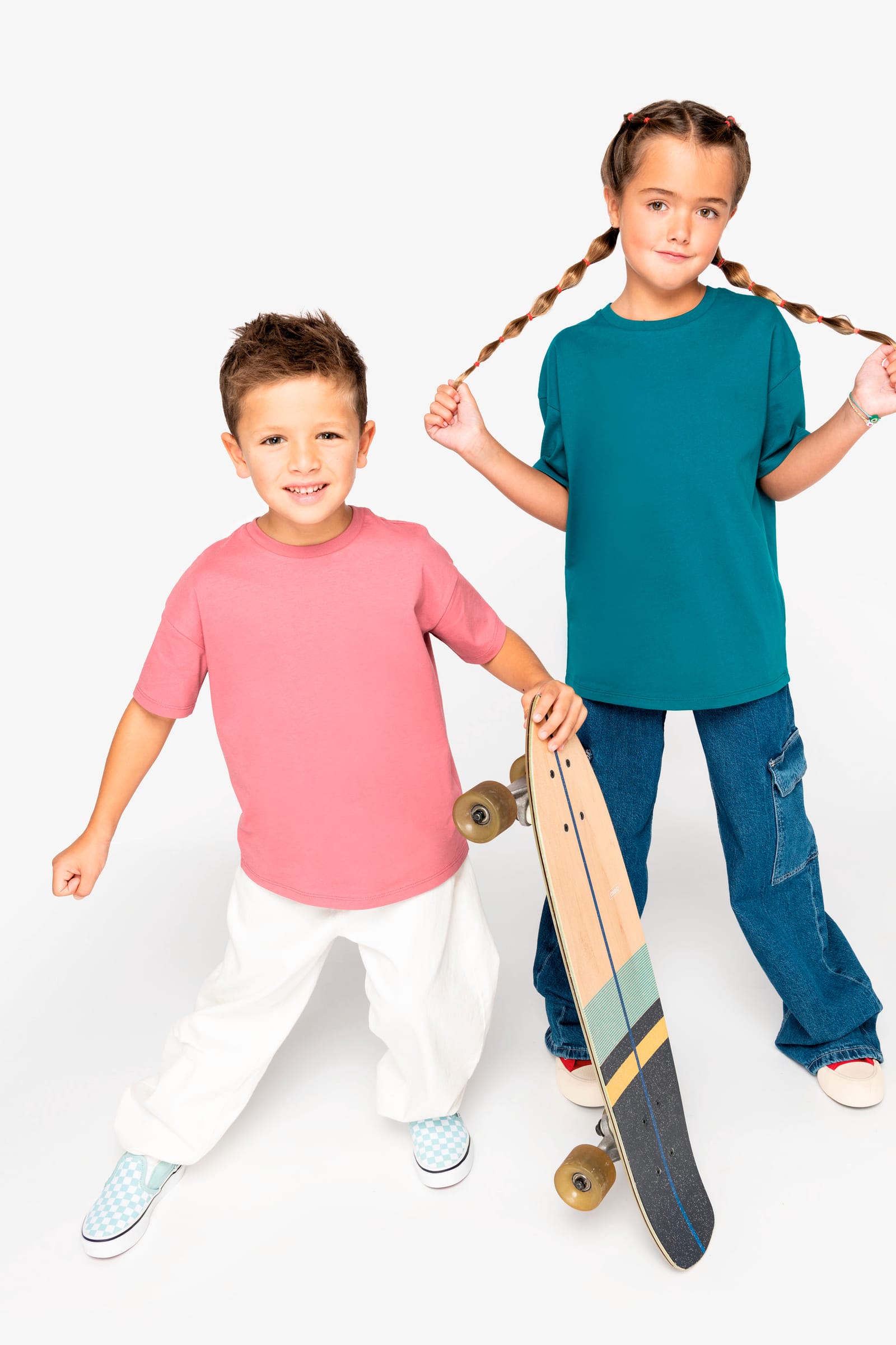 Ecologisch kinder T-shirt met afhangende schouders