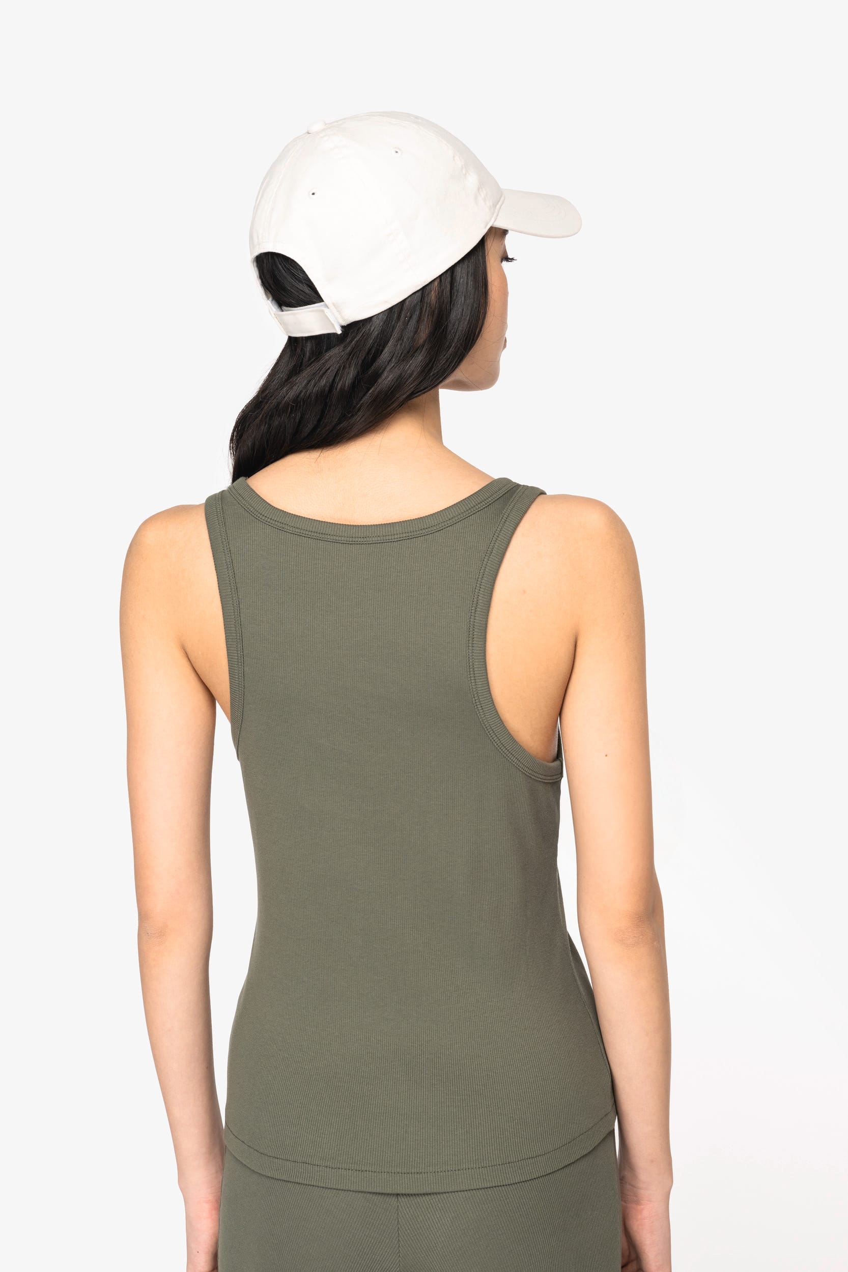 Top eco-responsável canelado de senhora