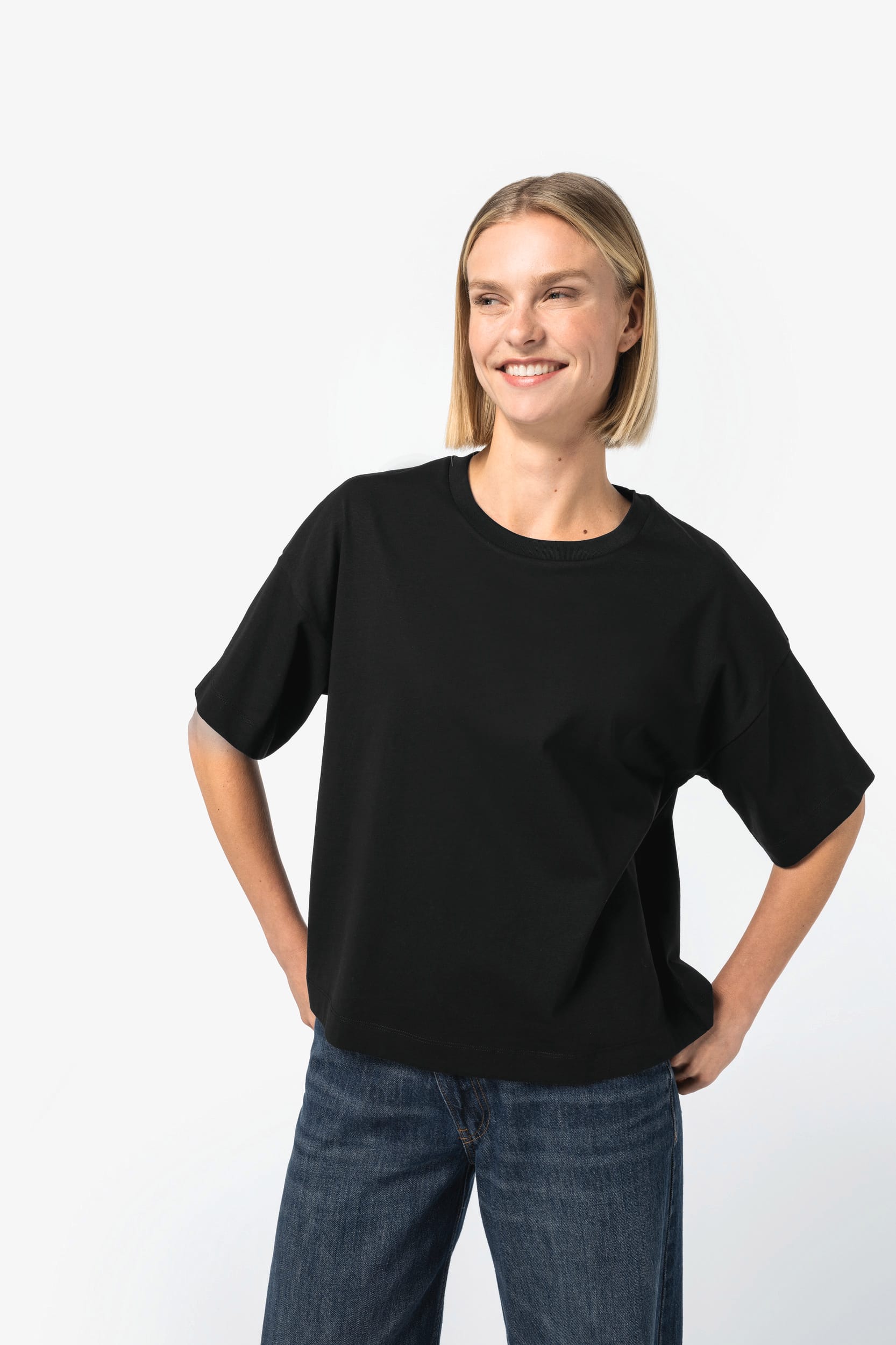 Camiseta sostenible de corte boxy con hombros caídos mujer