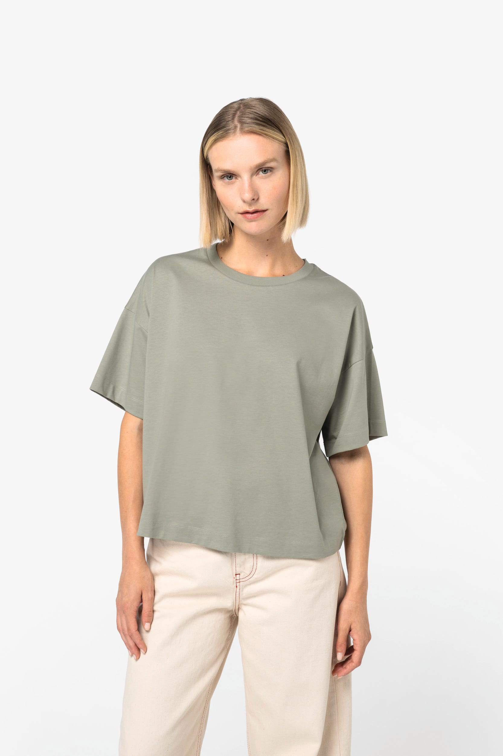 T-shirt écoresponsable boxy à épaules tombantes femme