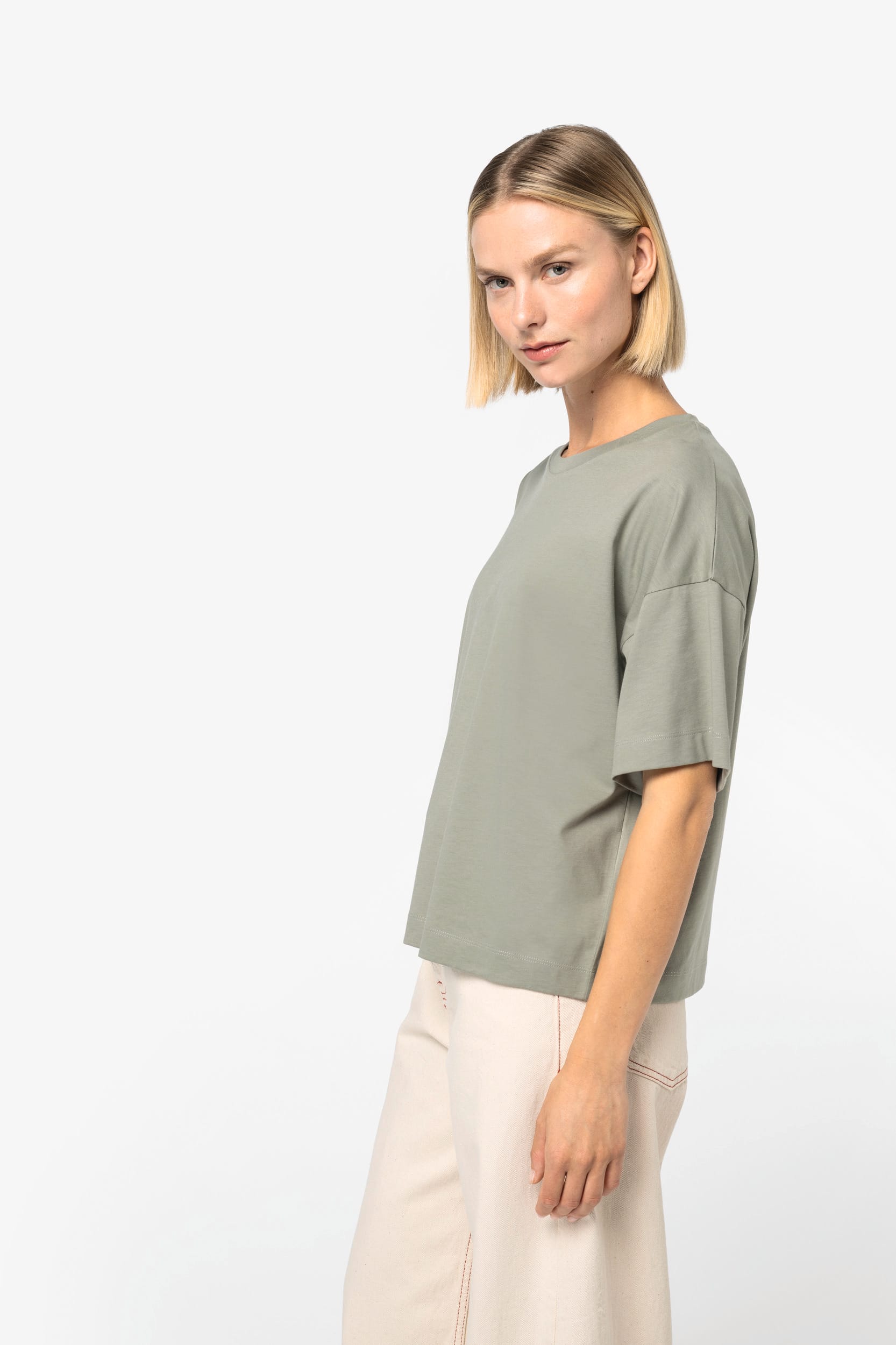 Camiseta sostenible de corte boxy con hombros caídos mujer