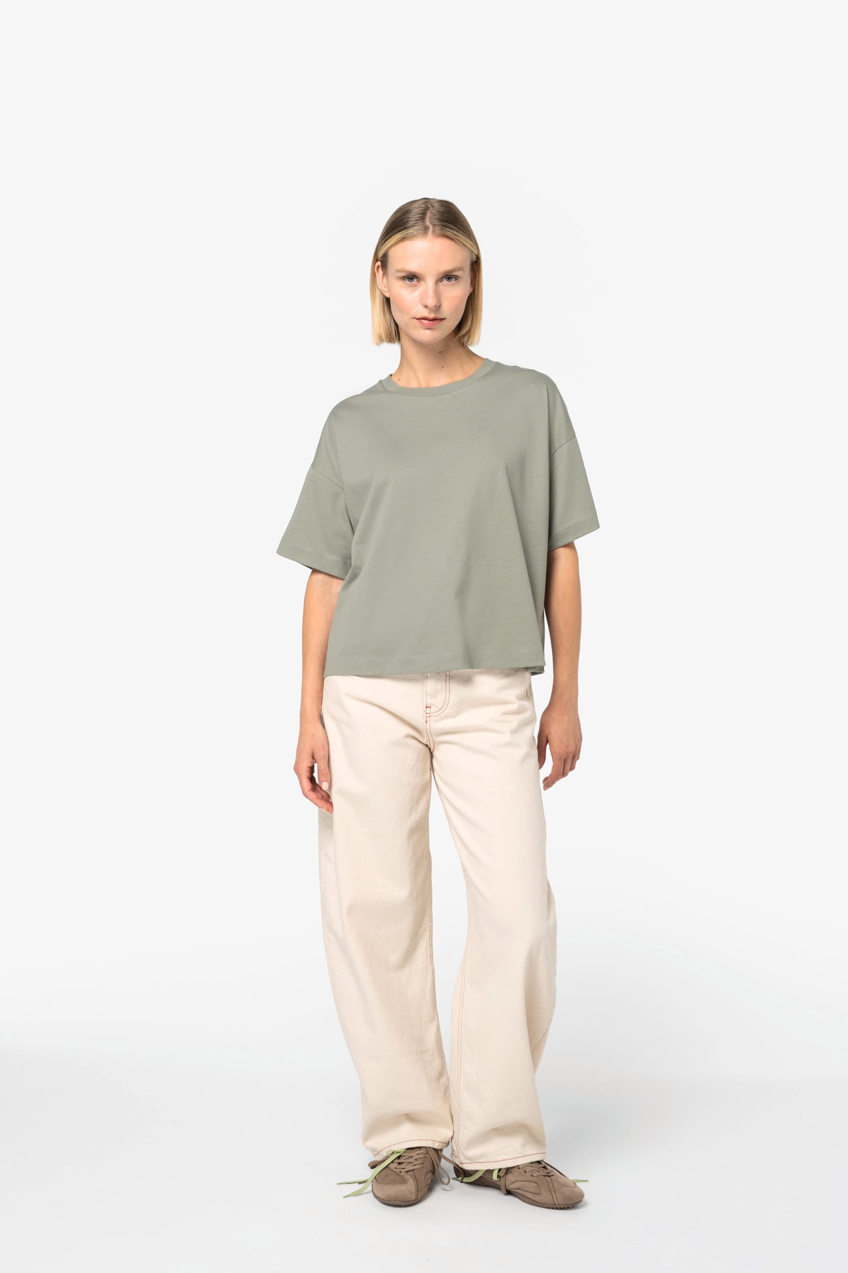 Camiseta sostenible de corte boxy con hombros caídos mujer