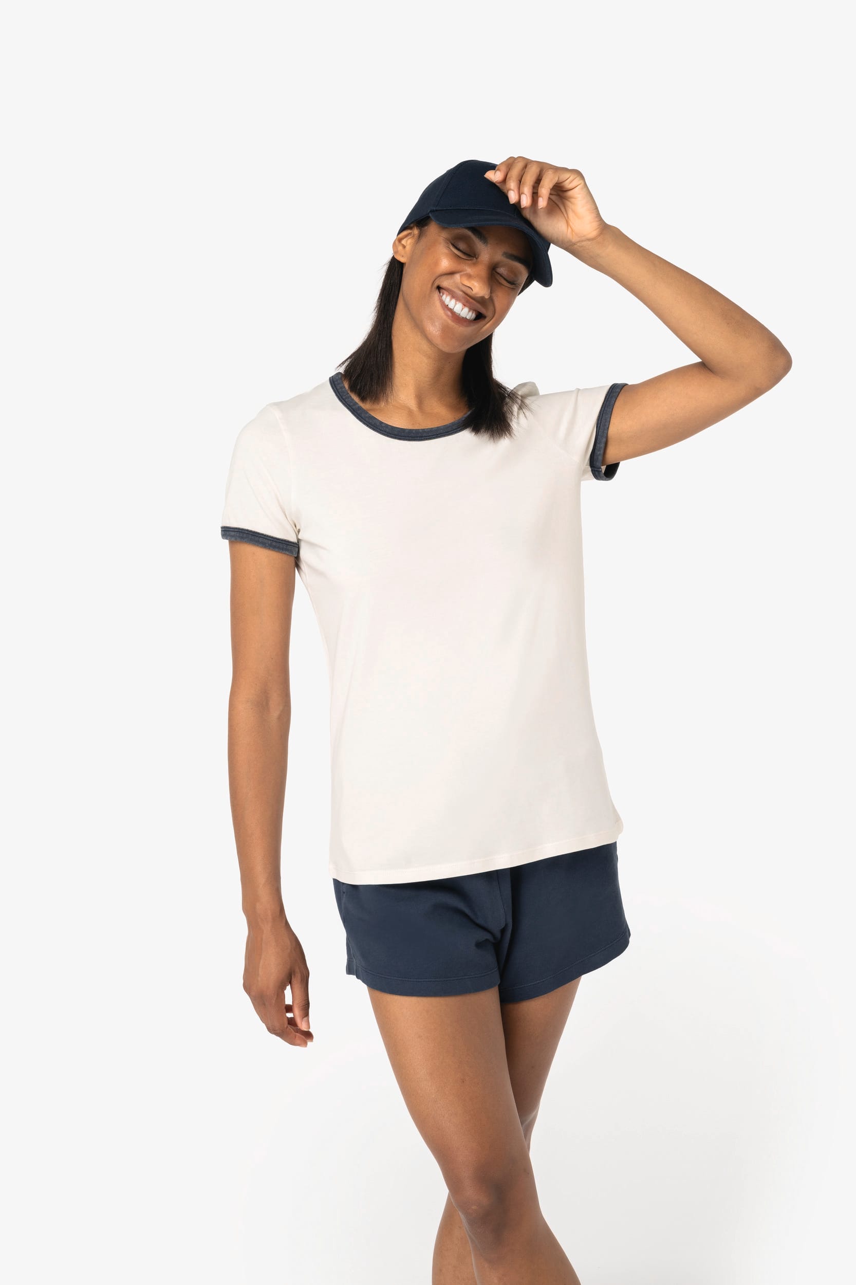 T-shirt ringer écoresponsable à bords contrastés effet délavé femme - Image 3