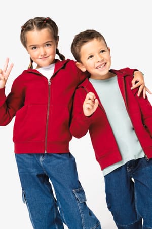 Ecologisch kindersweatvest met capuchon