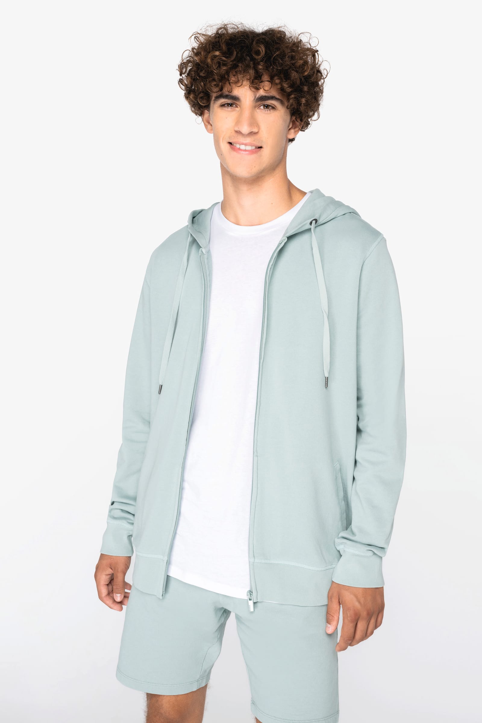 Ecologische uniseks sweater met rits en capuchon French Terry