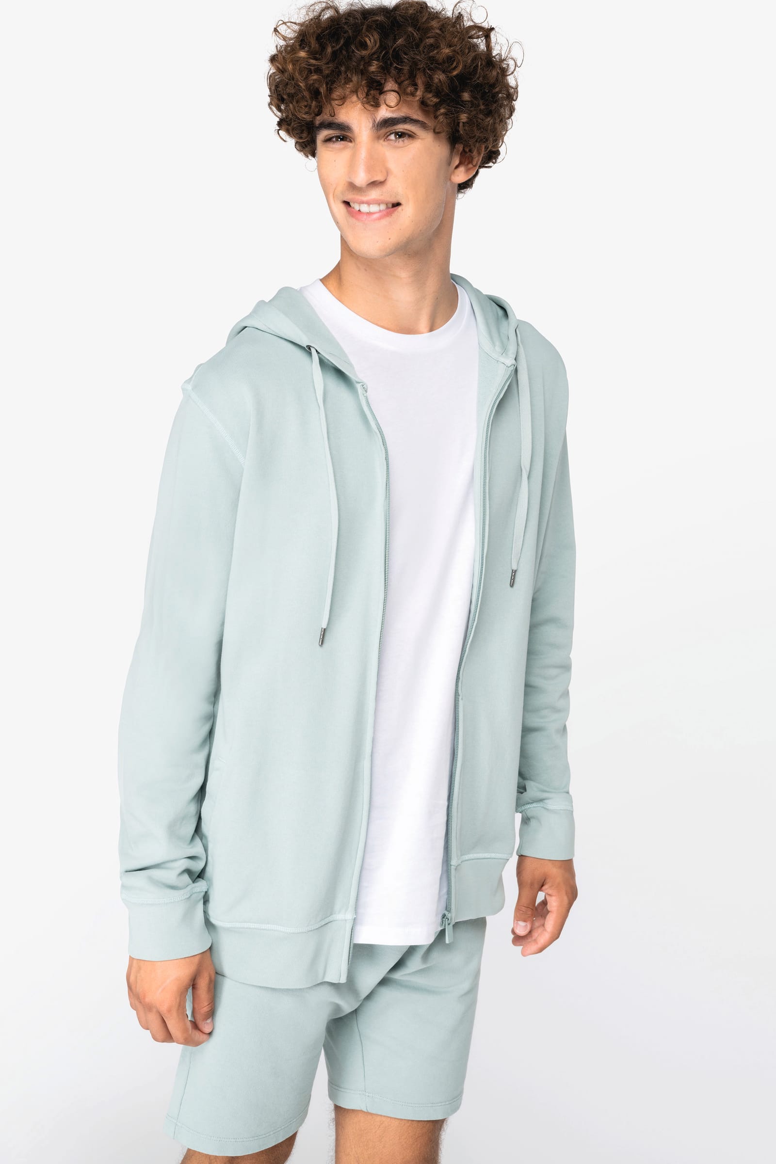 Ecologische uniseks sweater met rits en capuchon French Terry