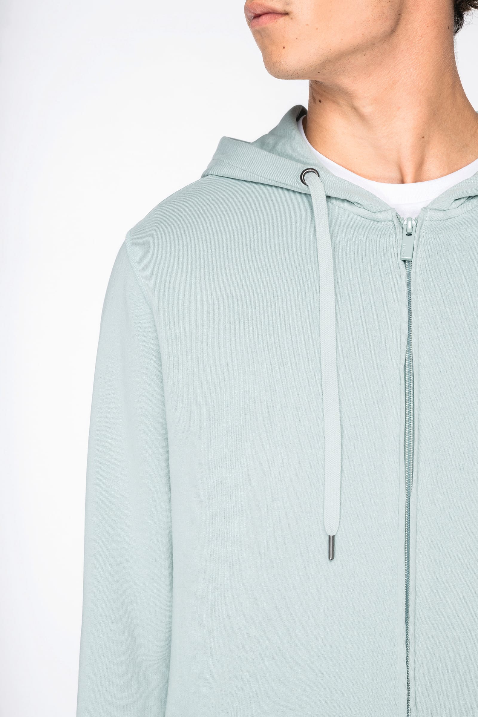 Ecologische uniseks sweater met rits en capuchon French Terry
