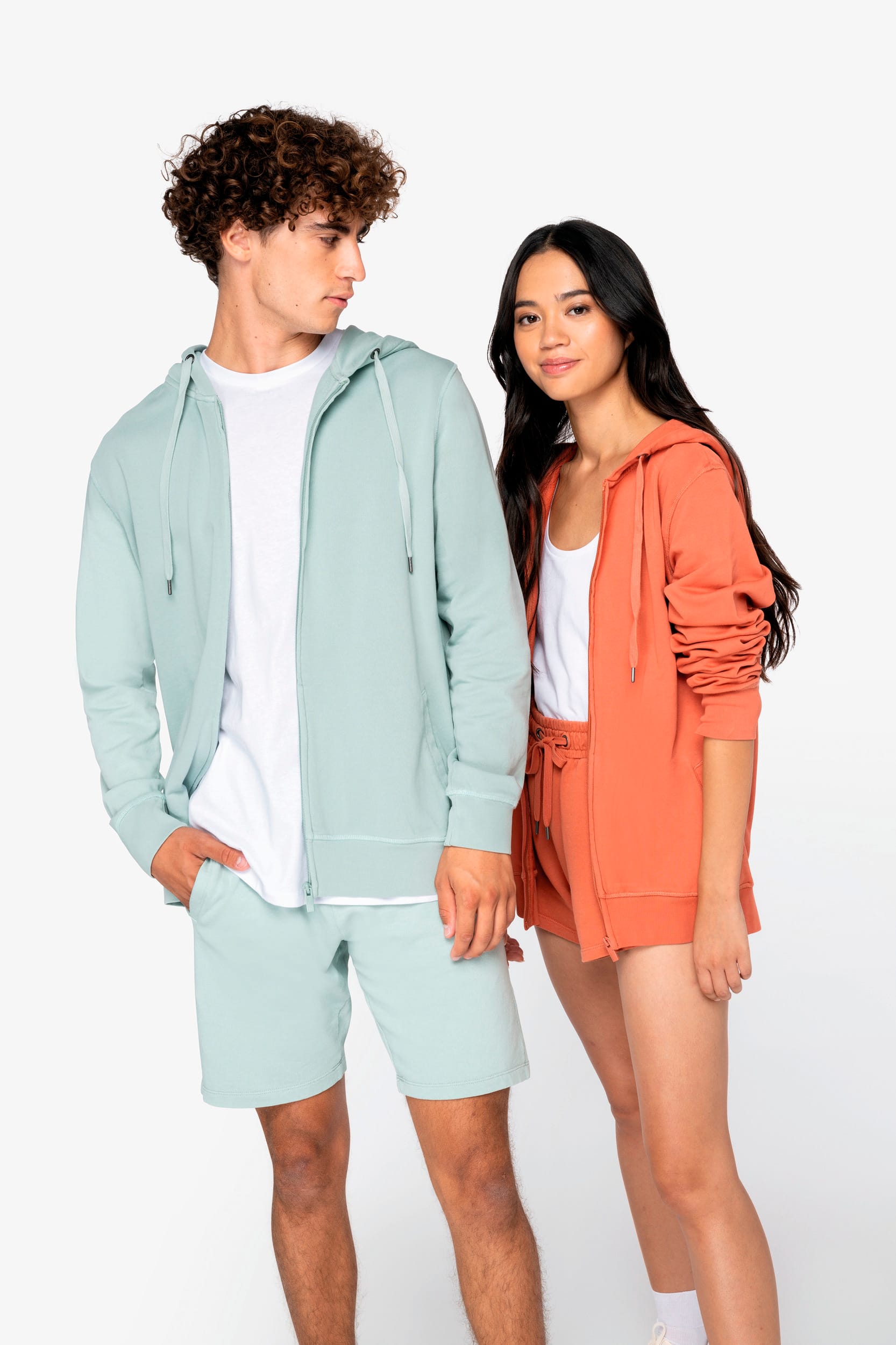Felpa unisex ecosostenibile con zip e cappuccio French Terry