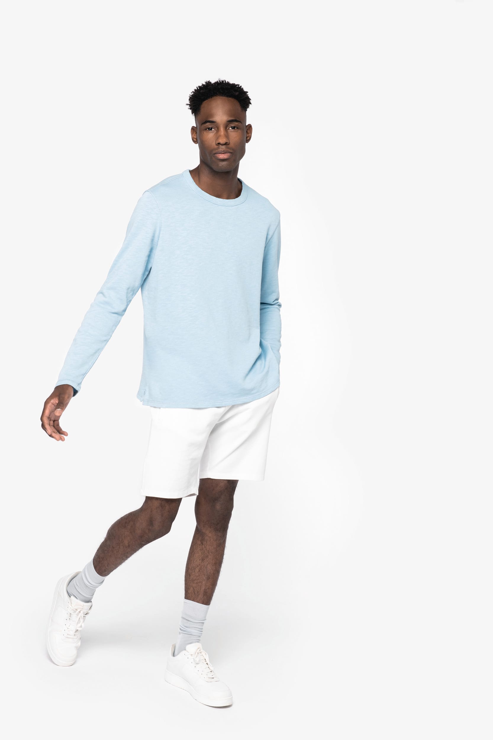 Sweatshirt eco-responsável decote redondo com aspecto lavado French Terry unissexo