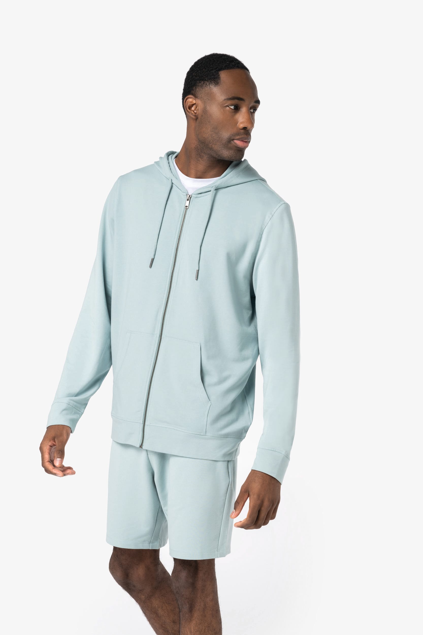 Sweatshirt eco-responsável com fecho e capuz de homem