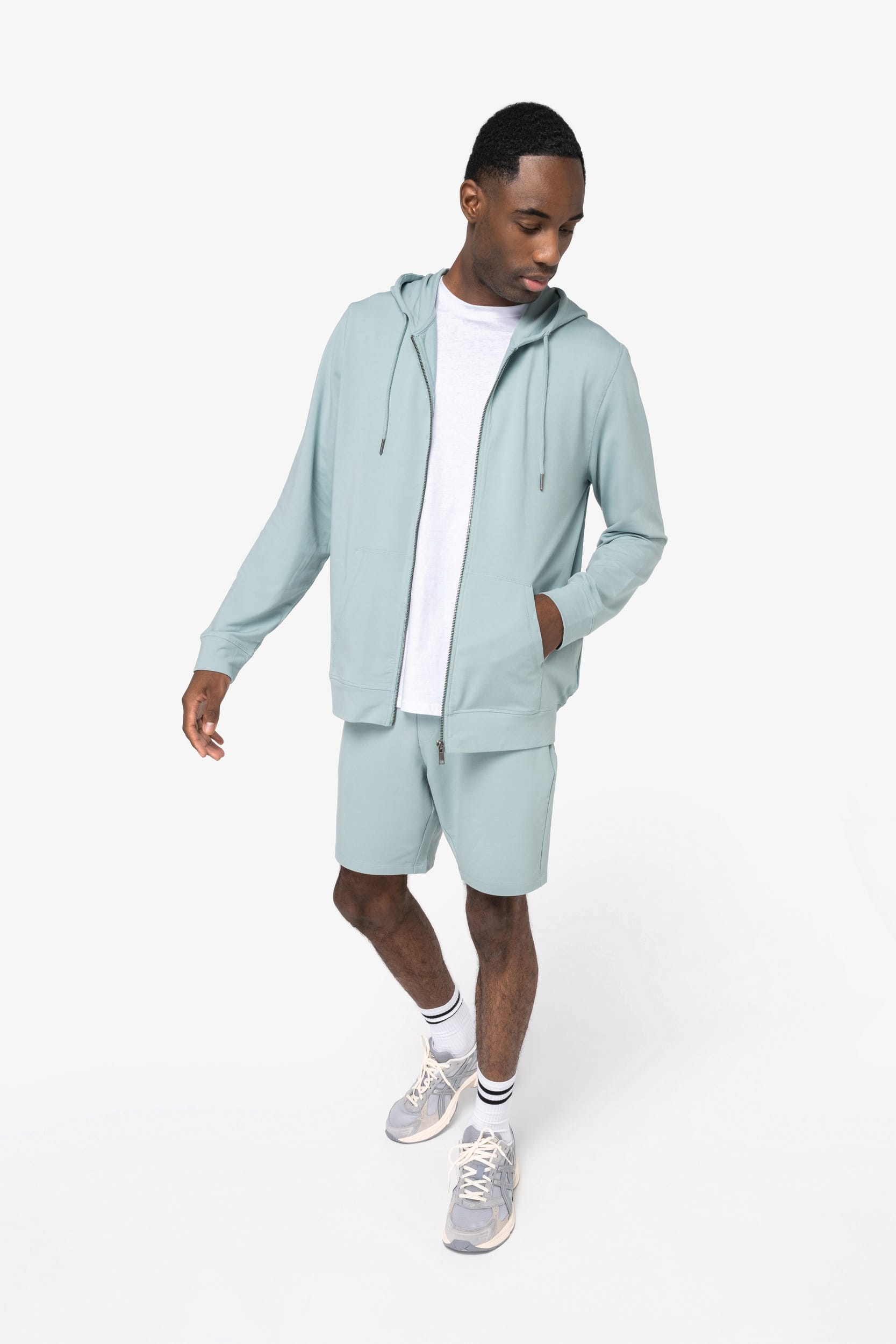 Sweatshirt eco-responsável com fecho e capuz de homem