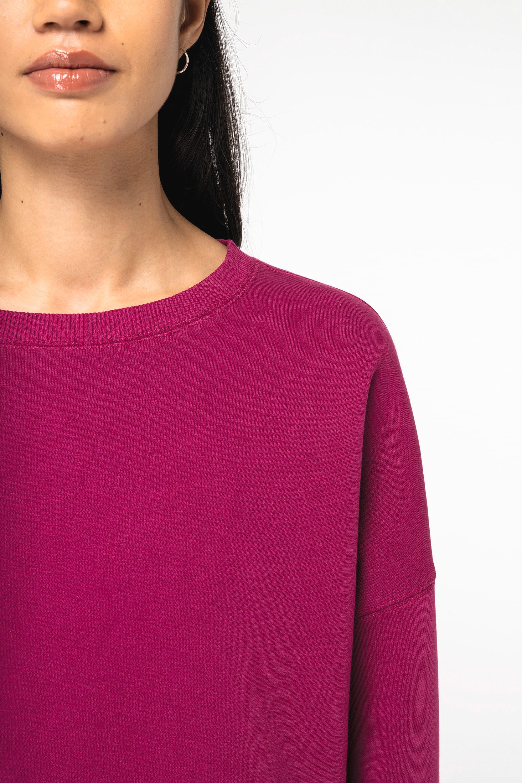 Sweat-shirt écoresponsable à col rond oversize crop femme - Image 4