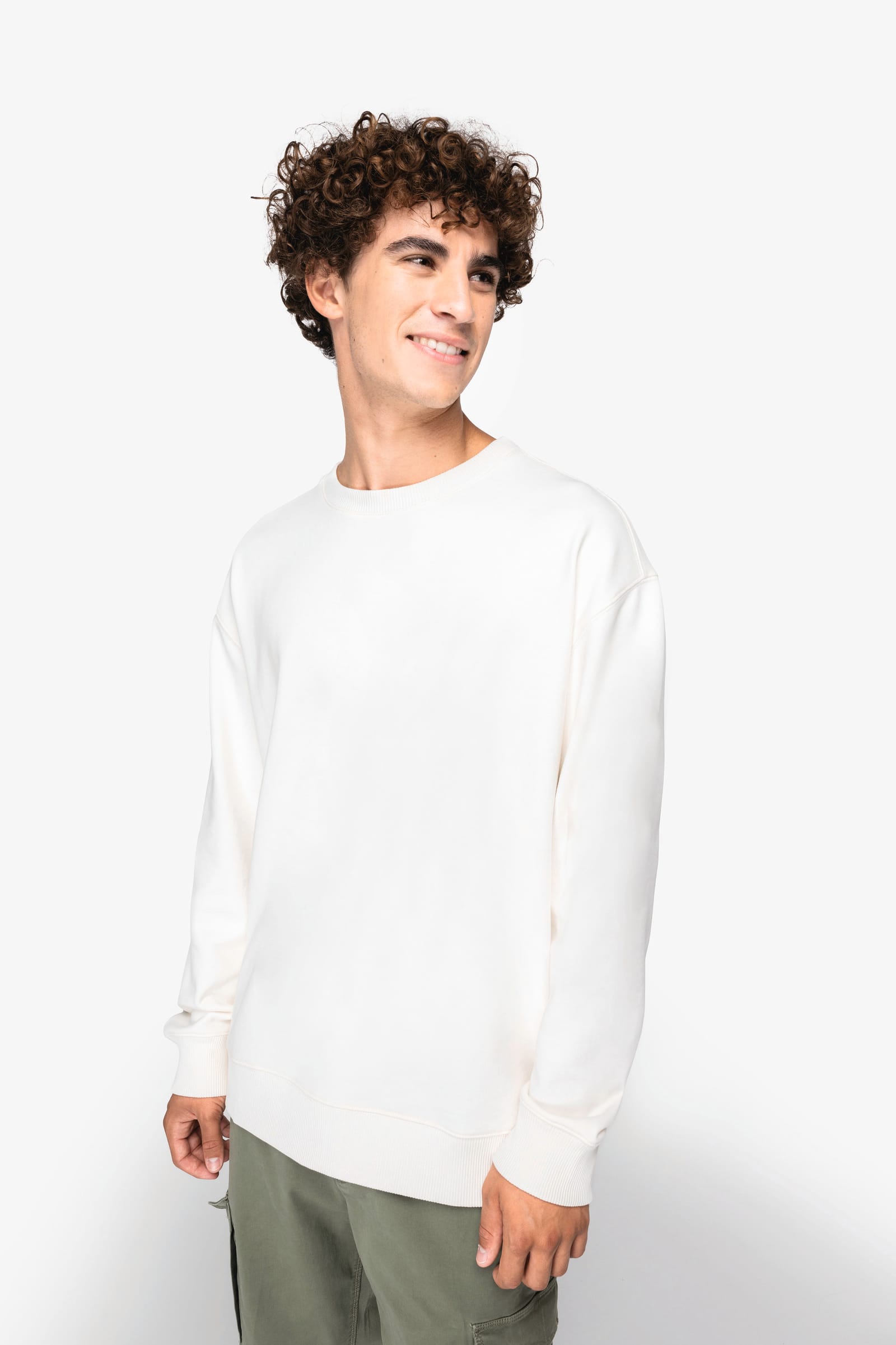 Ecologische uniseks sweater met ronde hals en verlaagde schouders French Terry