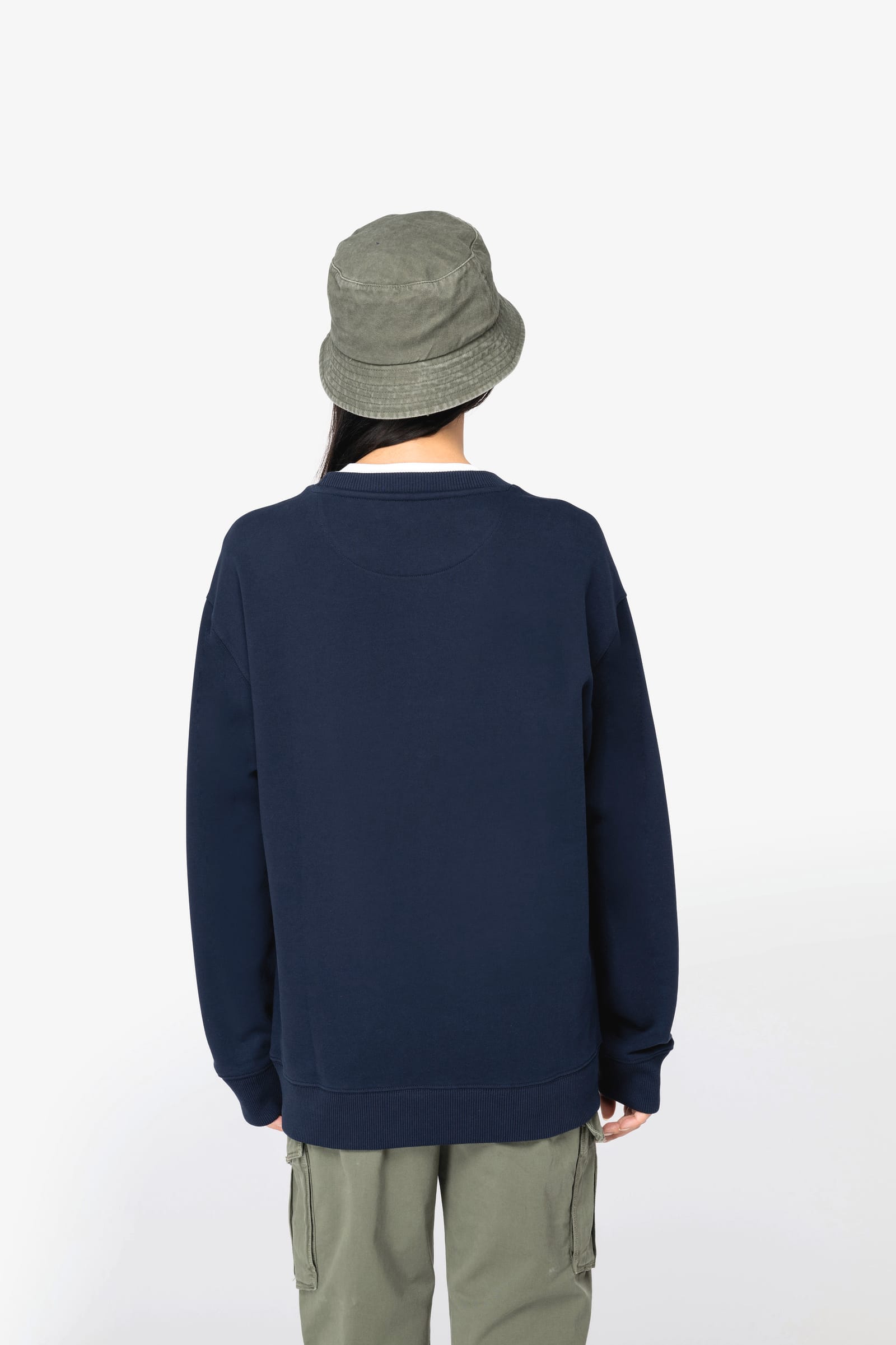 Ecologische uniseks sweater met ronde hals en verlaagde schouders French Terry
