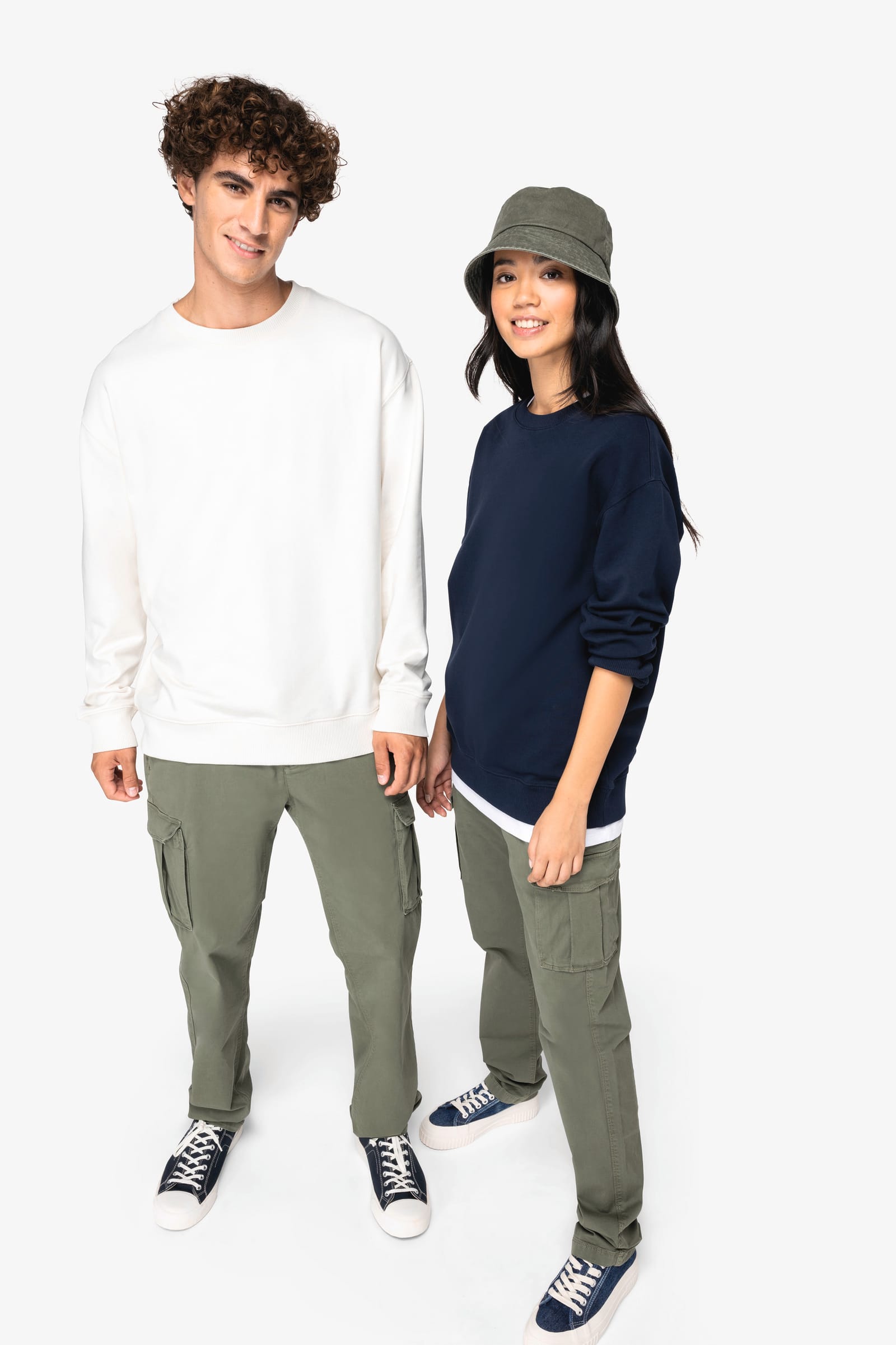 Ecologische uniseks sweater met ronde hals en verlaagde schouders French Terry