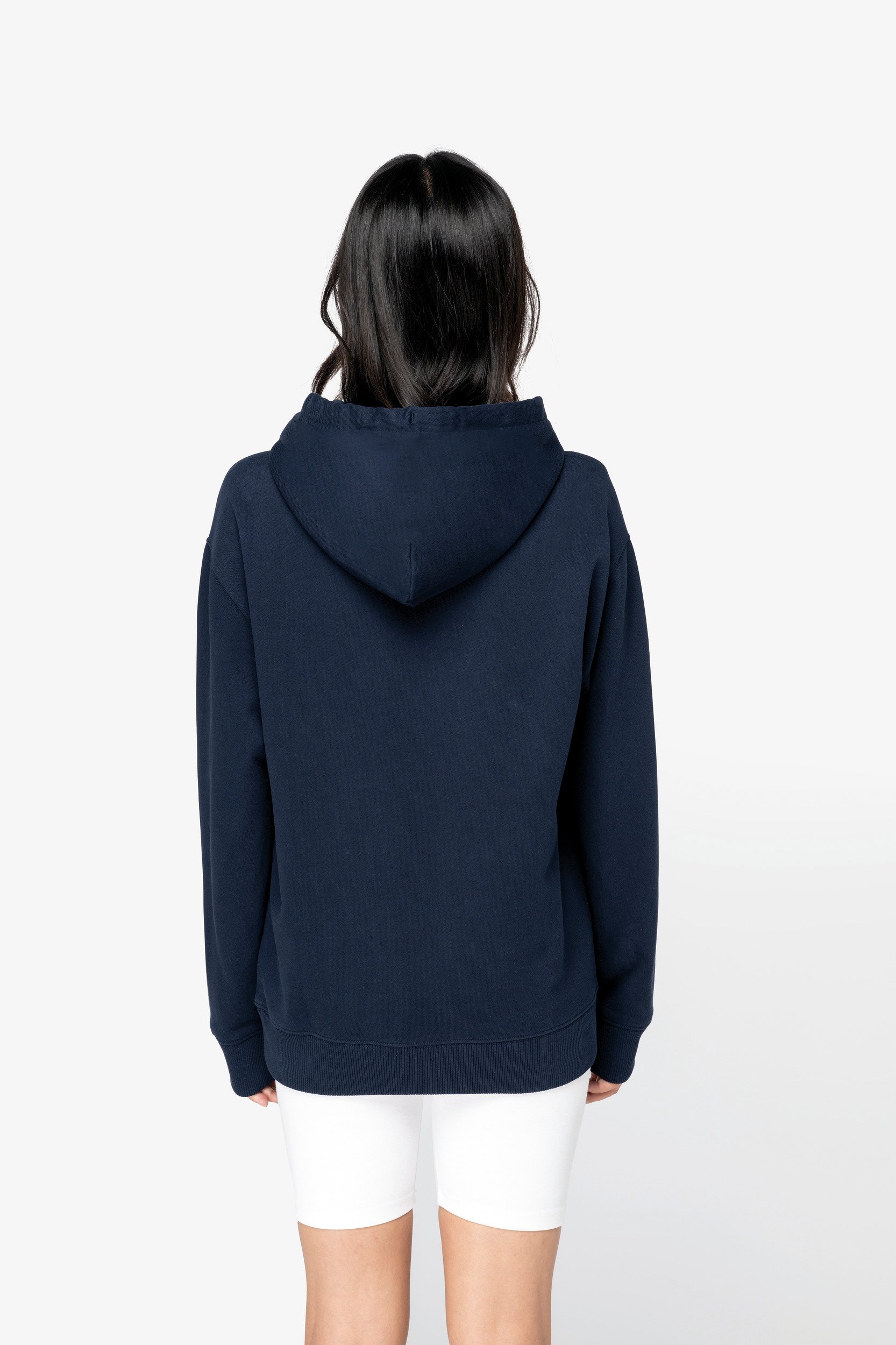 Ecologische uniseks sweater met capuchon en verlaagde schouders French Terry