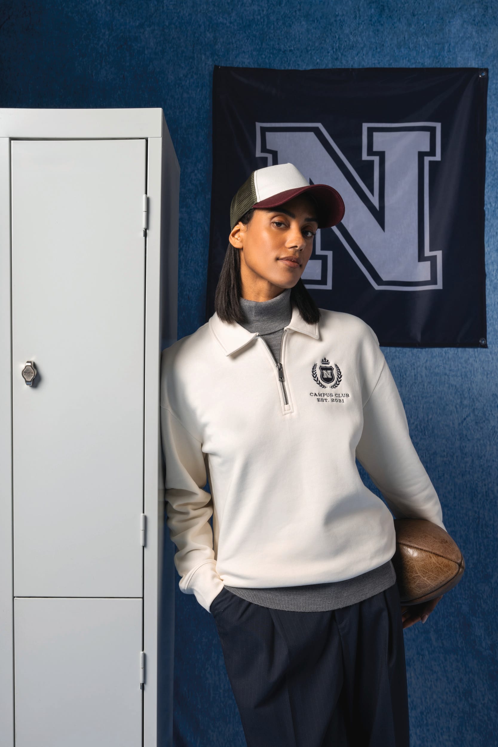 Sweat-shirt écoresponsable quart zip col polo à épaules tombantes unisexe - Image 7