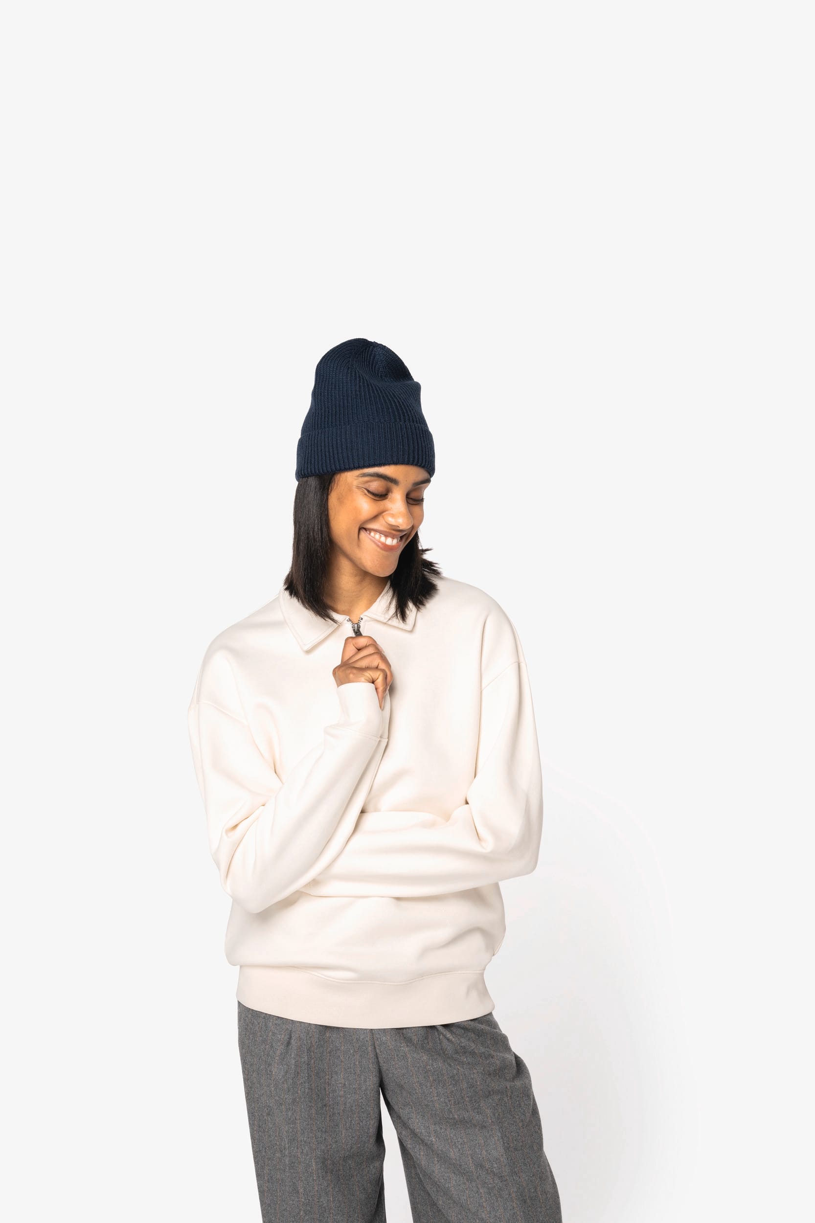 Sweat-shirt écoresponsable quart zip col polo à épaules tombantes unisexe - Image 5