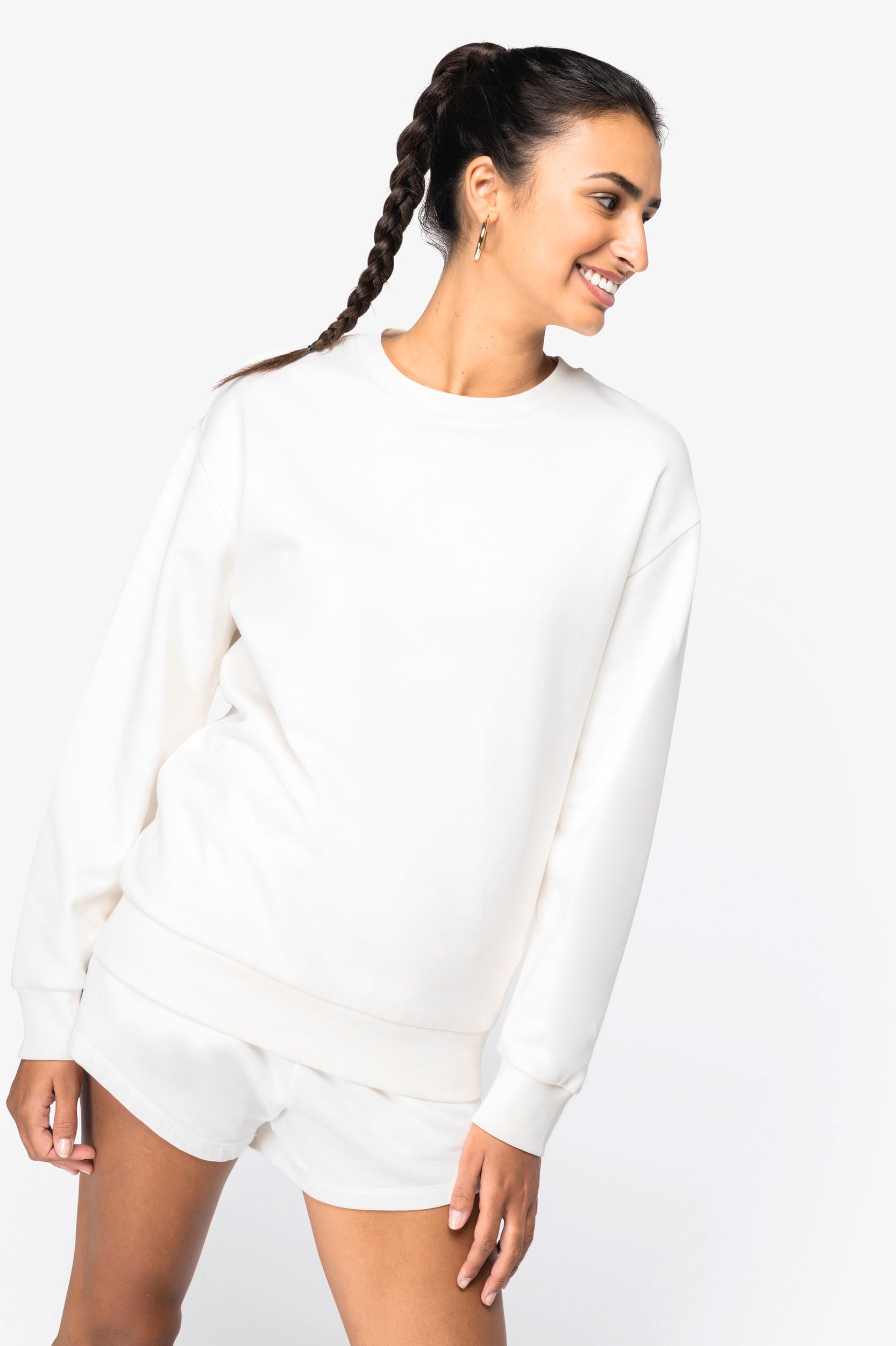 Sweat-shirt écoresponsable à col rond à épaules tombantes molleton gratté unisexe - Image 3