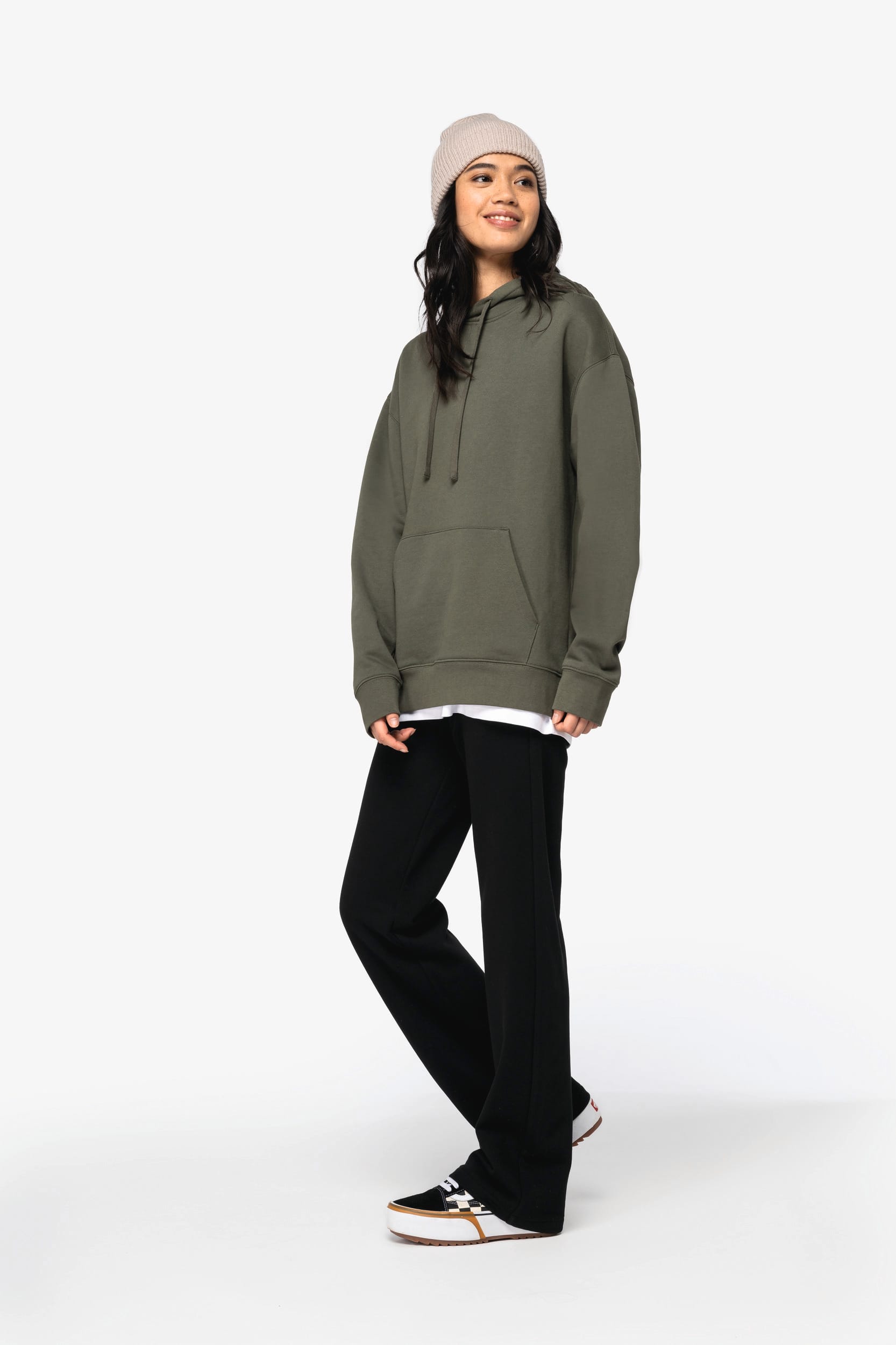 Sweat-shirt écoresponsable à capuche à épaules tombantes molleton gratté unisexe - Image 8