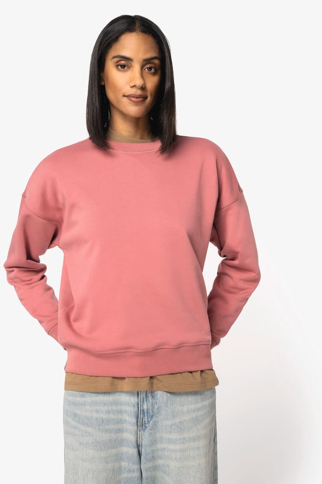 Eco-friendly ladies' dropped shoulders round neck sweatshirt