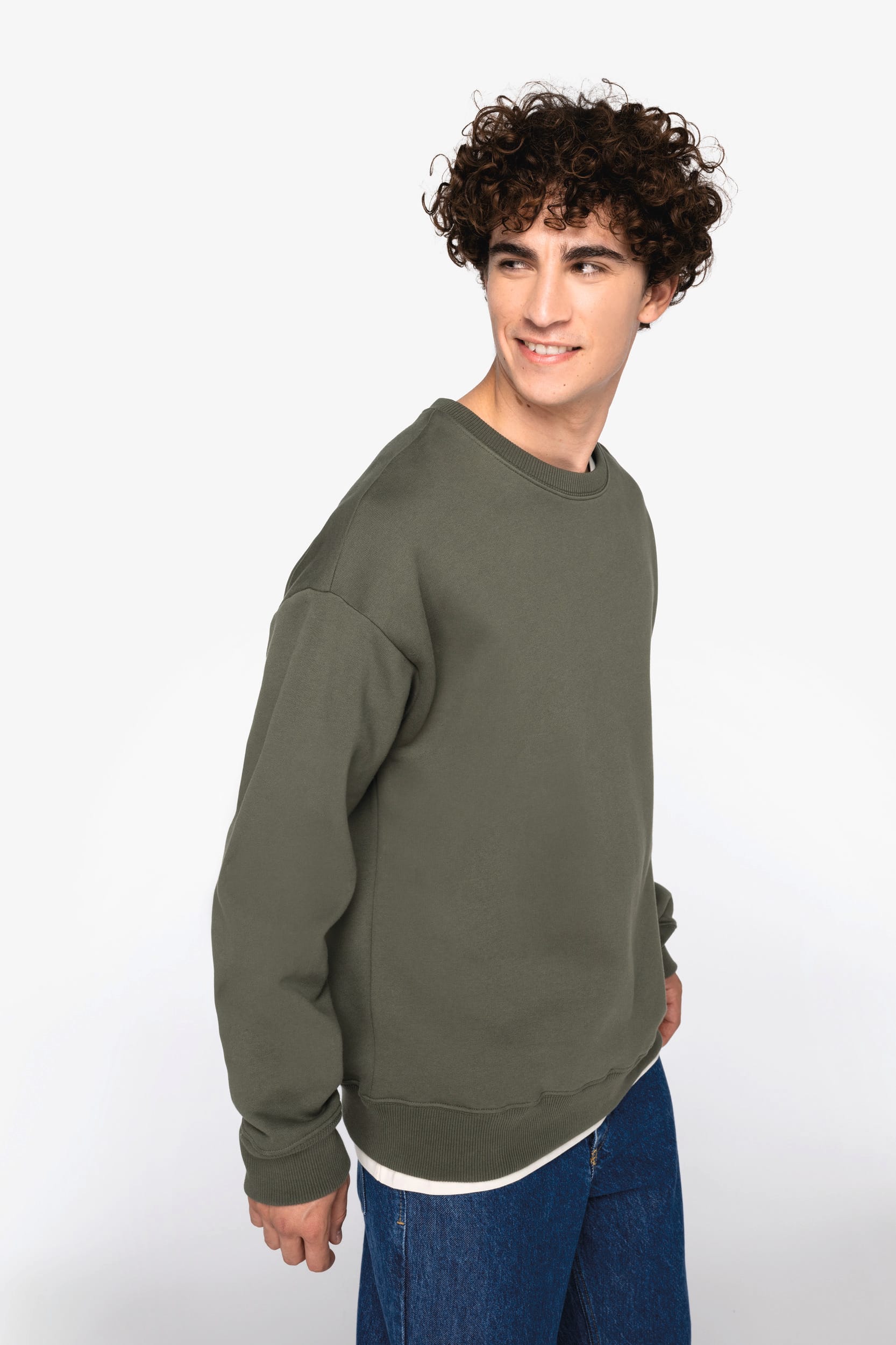 Sweat-shirt écoresponsable à col rond oversize unisexe - Image 3