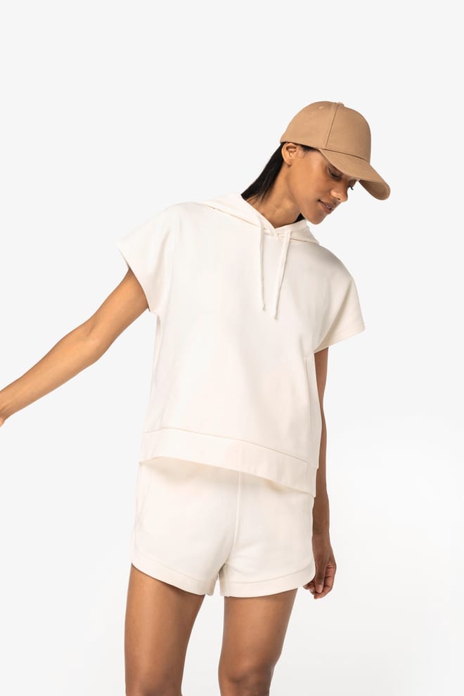 Eco-friendly ladies' French Terry sleevless hooded oversize sweatshirt