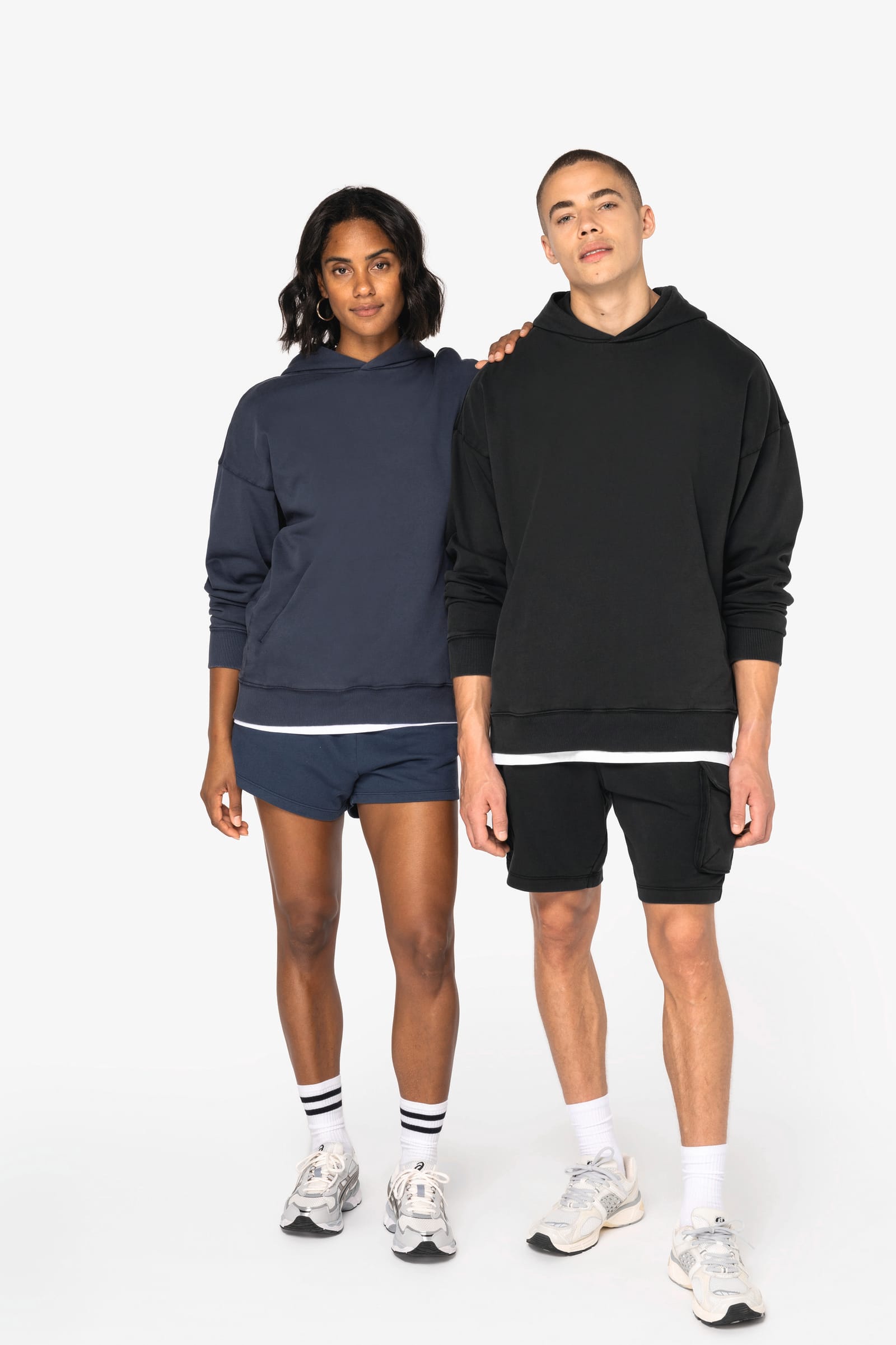 Duurzame uniseks oversized verwassen sweater met capuchon