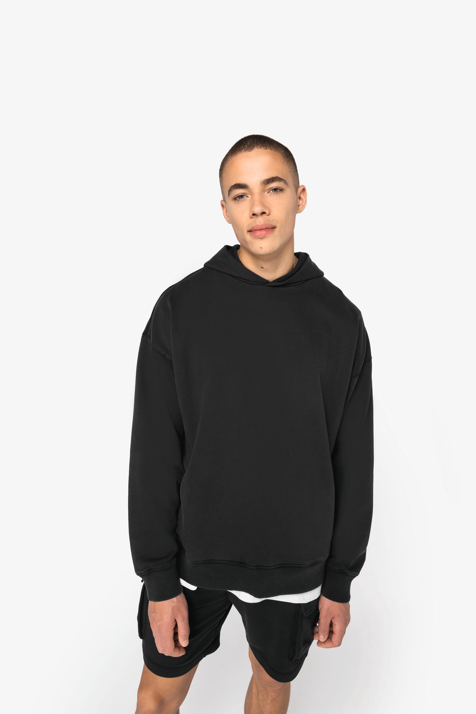 Duurzame uniseks oversized verwassen sweater met capuchon