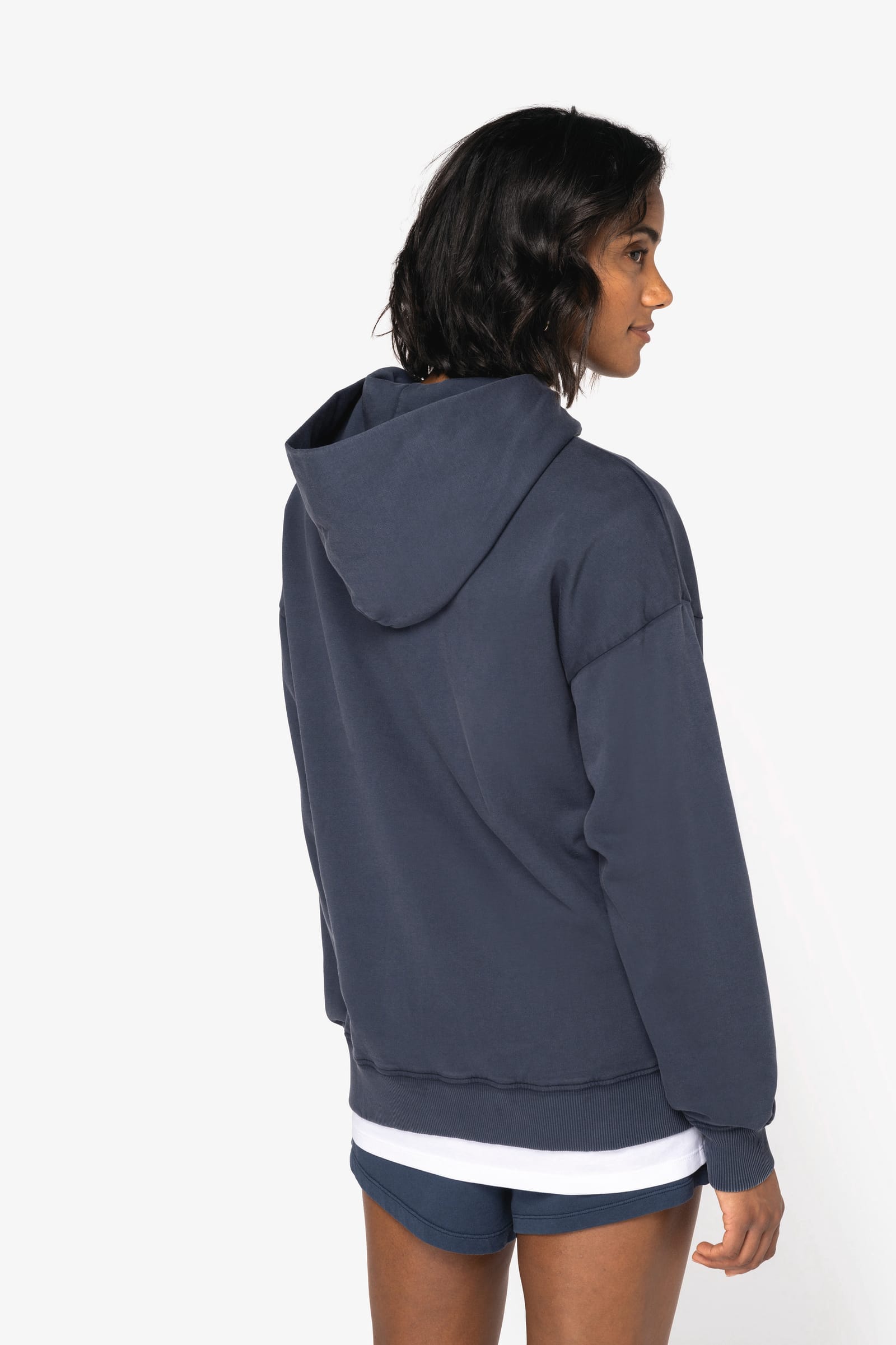 Duurzame uniseks oversized verwassen sweater met capuchon